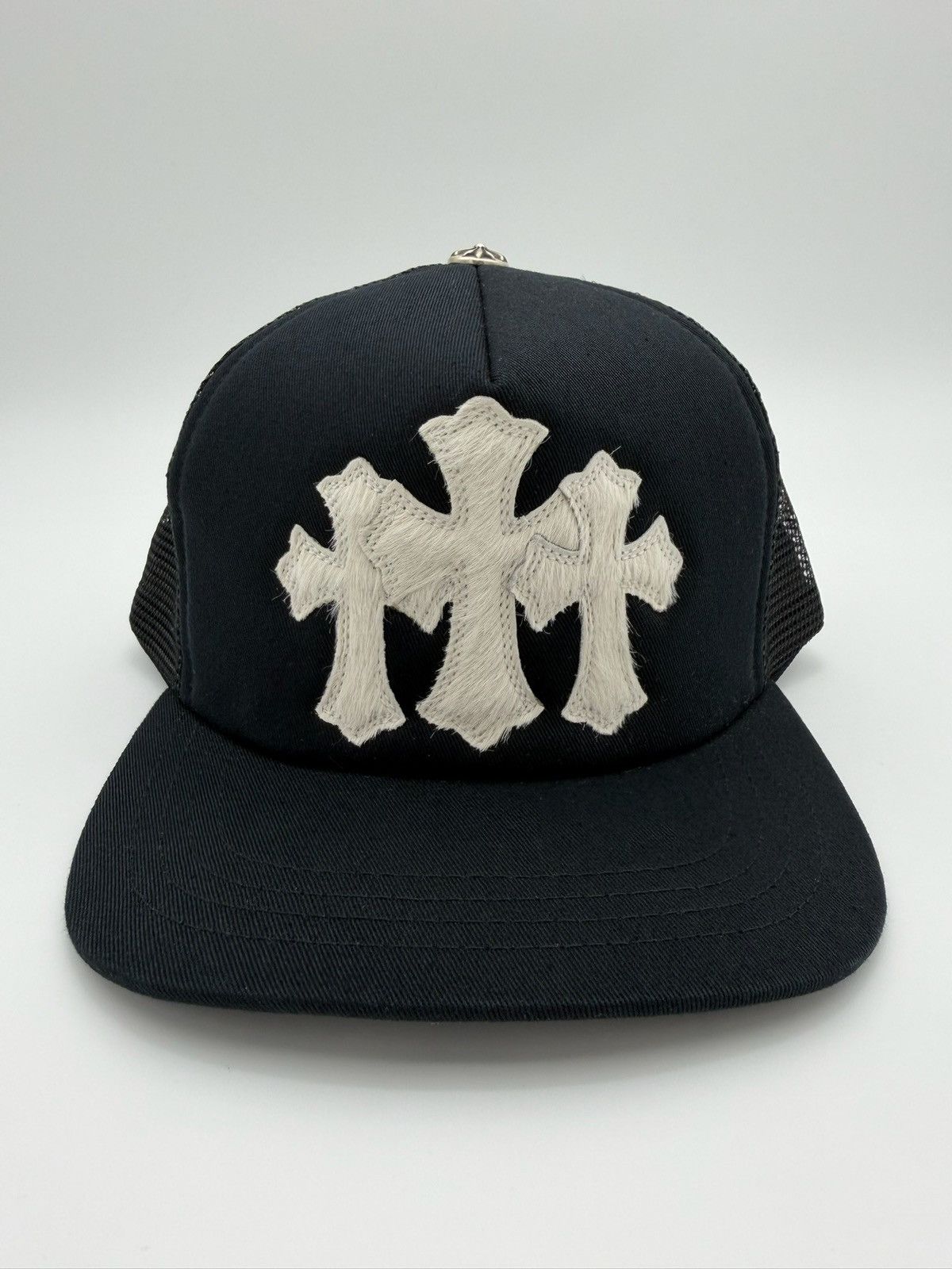 Chrome Hearts Chrome Hearts Pony Hair Triple Cross Trucker Hat Size ONE SIZE - 1 Thumbnail