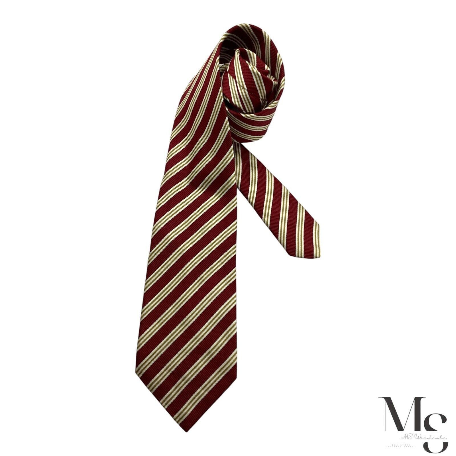 Paul Stuart PAUL STUART XL Red Striped Silk Tie Made In Italy W:3.5" EX Size ONE SIZE - 1 Thumbnail