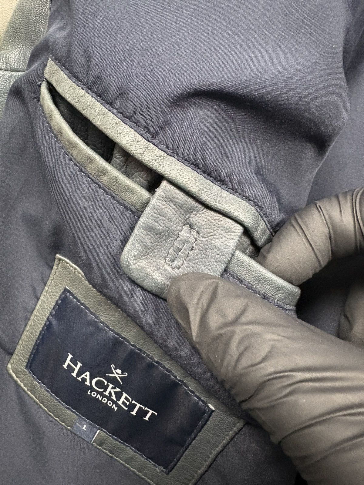 Hackett Hackett London Two-Tone Goat & Lamb Leather Bomber Jacket L Size US L / EU 52-54 / 3 - 22 Thumbnail