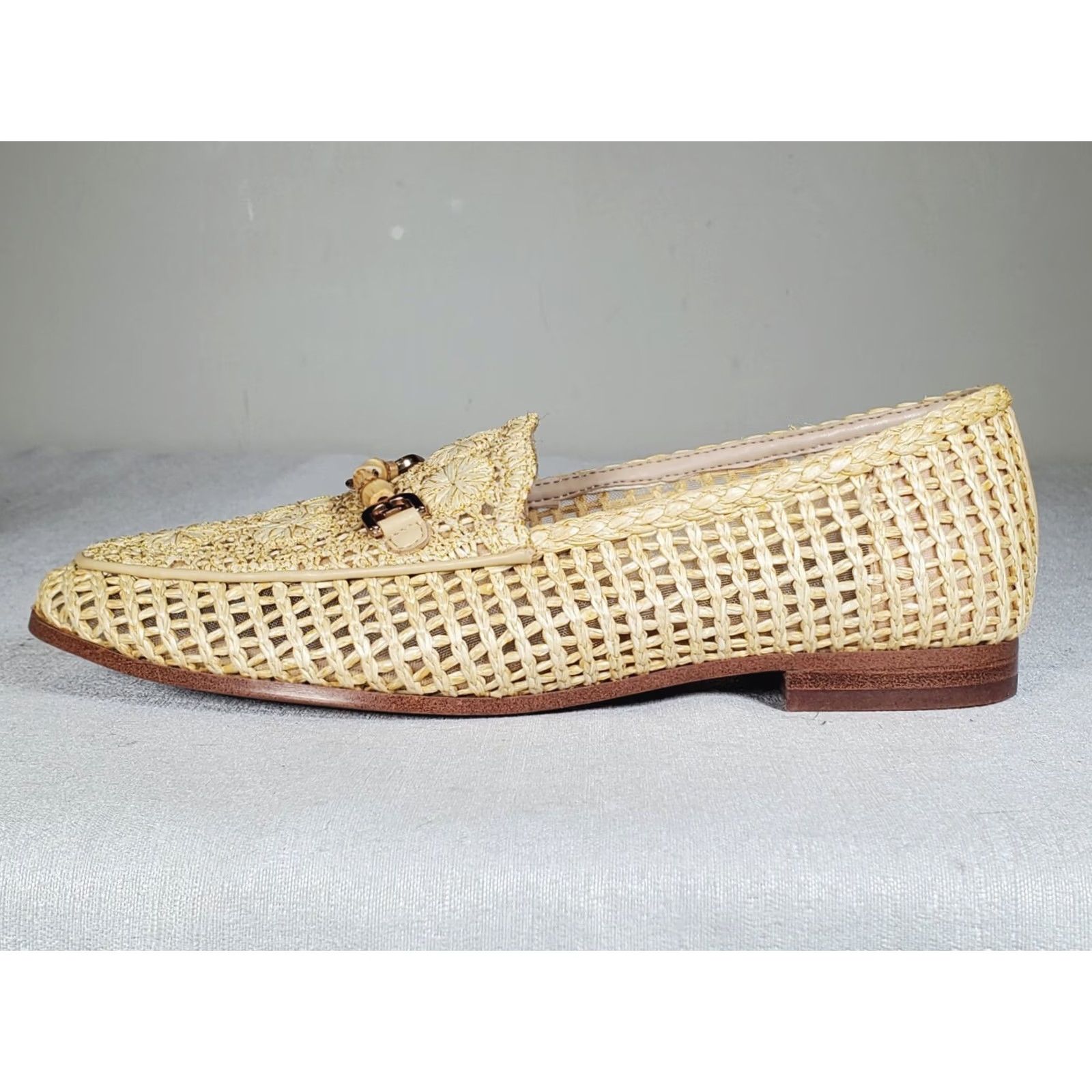 Sam Edelman Sam Edelman Loafers Raffia Lowell in Natural Bamboo Double-E Bit Women's US 6.5 M Shoes Size US 7 / IT 37 - 5 Thumbnail