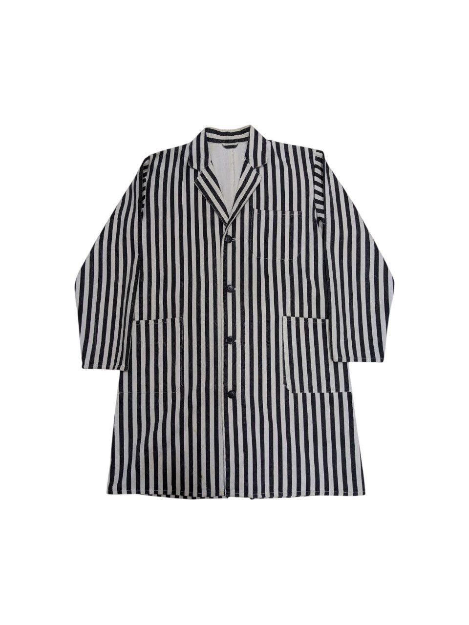 Japanese Brand VINTAGE WHITE BLUE TEXTURED BOHEMIAN DUSTER OUTERWEAR Size US M / EU 48-50 / 2 - 1 Thumbnail
