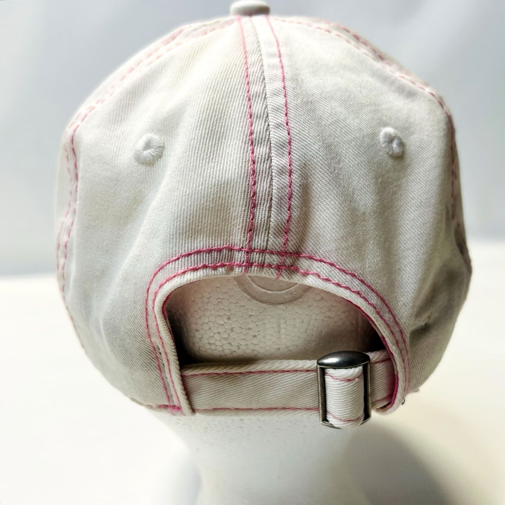 Vintage VINTAGE Kate Landry Hat White Pink Heart Adjustable Strap Baseball Cap Womens One Size Beach Boating 90s 80s Y2K Heart Theme Size ONE SIZE - 5 Thumbnail