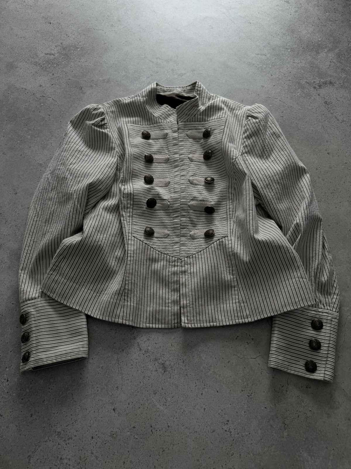 Le Grande Bleu (L.G.B.) Vintage 00s Napoleon Button Hussar Striped Blazer Jacket Size US S / EU 44-46 / 1 - 4 Thumbnail