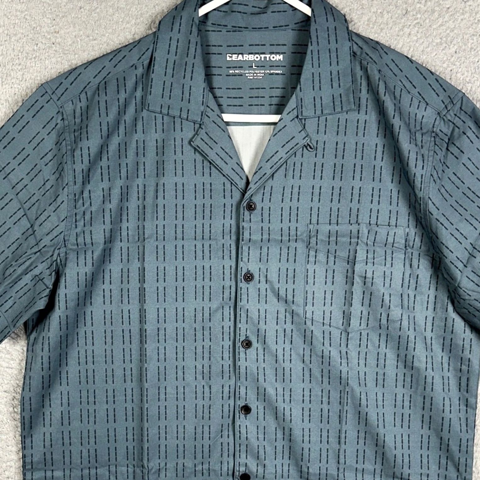 Vintage Bearbottom Shirt Mens L Blue/Gray Geometric Short Sleeve Button Up Travel Casual Regular Size US L / EU 52-54 / 3 - 2 Thumbnail