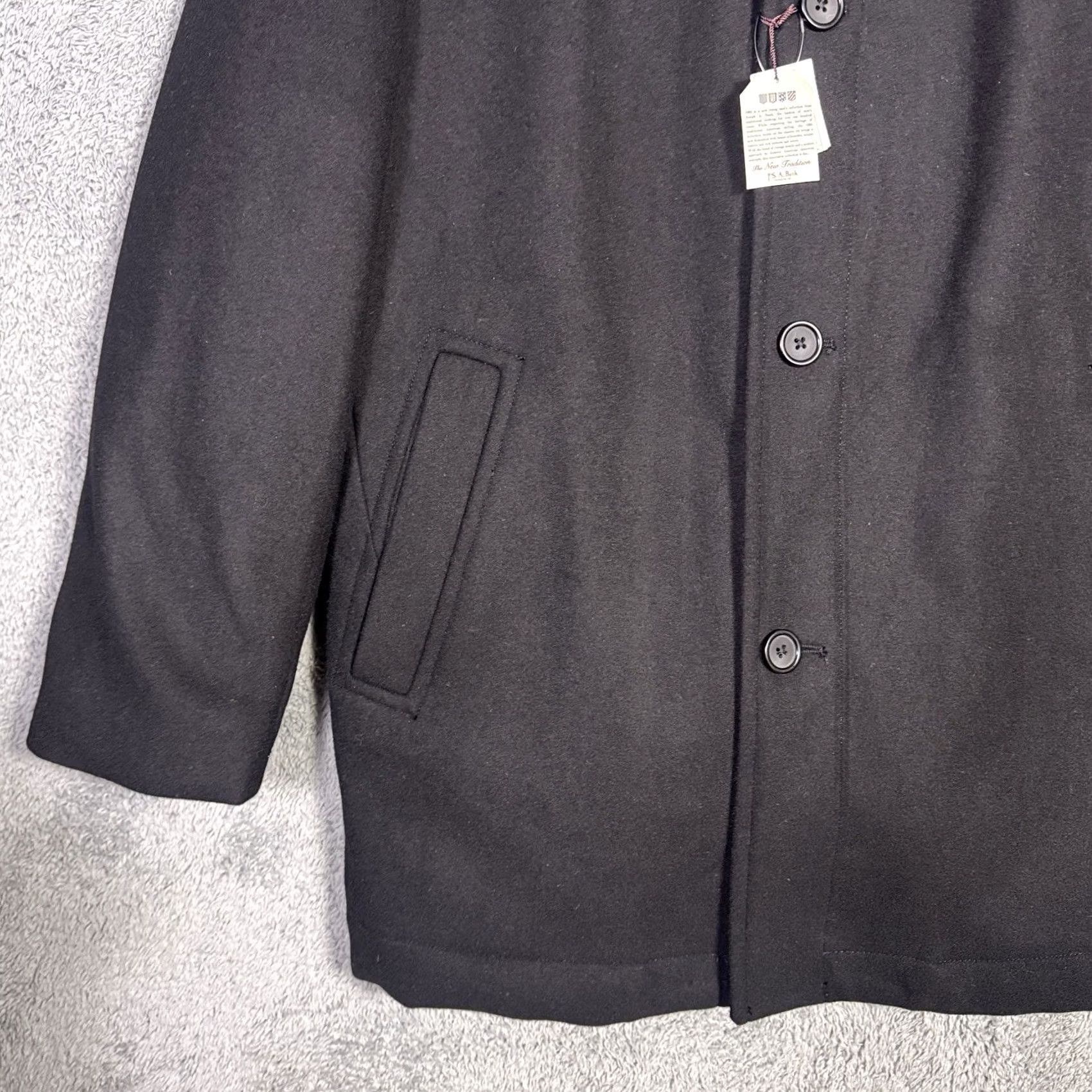 Jos. A. Bank VINTAGE Jos A Bank Overcoat Mens L 1905 Full Zip Peacoat Quilted Wool New w/ Tags Black Wool Long Coat Mens Size US L / EU 52-54 / 3 - 2 Thumbnail