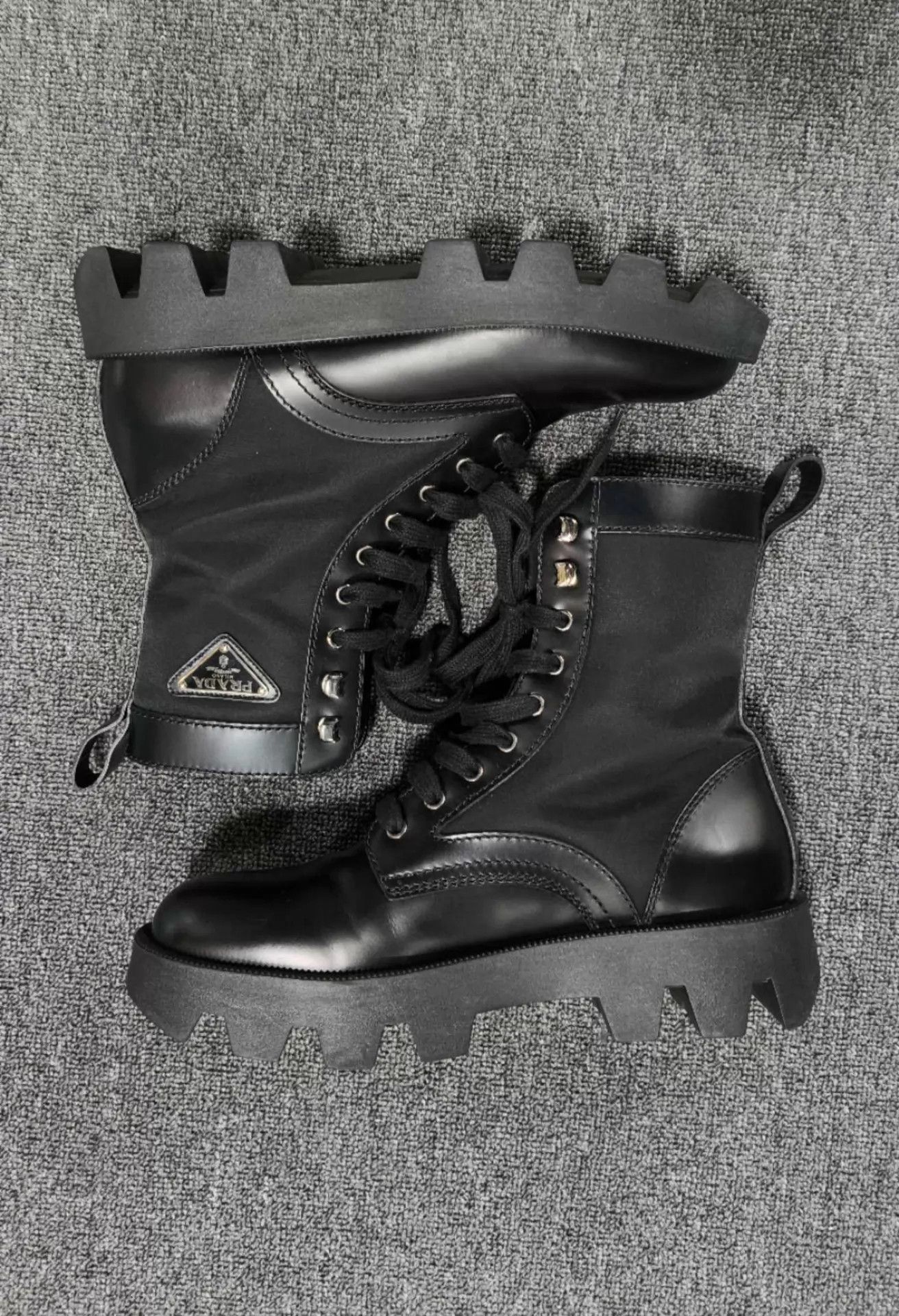 Prada PRADA black triangle logo martin boots 42.5 Size US 9.5 / EU 42-43 - 2 Thumbnail