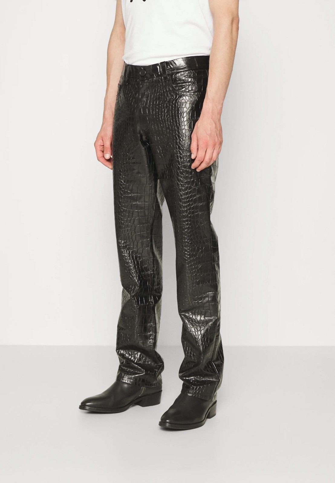 Viktor & Rolf !DS! SS23 Viktor & Rolf Crocodile Faux Leather Black Pants Size US 32 / EU 48 - 1 Thumbnail