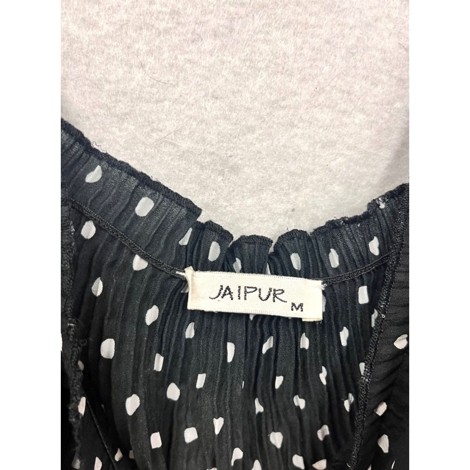 Vintage Jaipur Blouse Womens M Black Polka Dot Blouse Shirt Top Ruffled Sleeve Scoop Neck 8883 Size M / US 6-8 / IT 42-44 - 3 Thumbnail