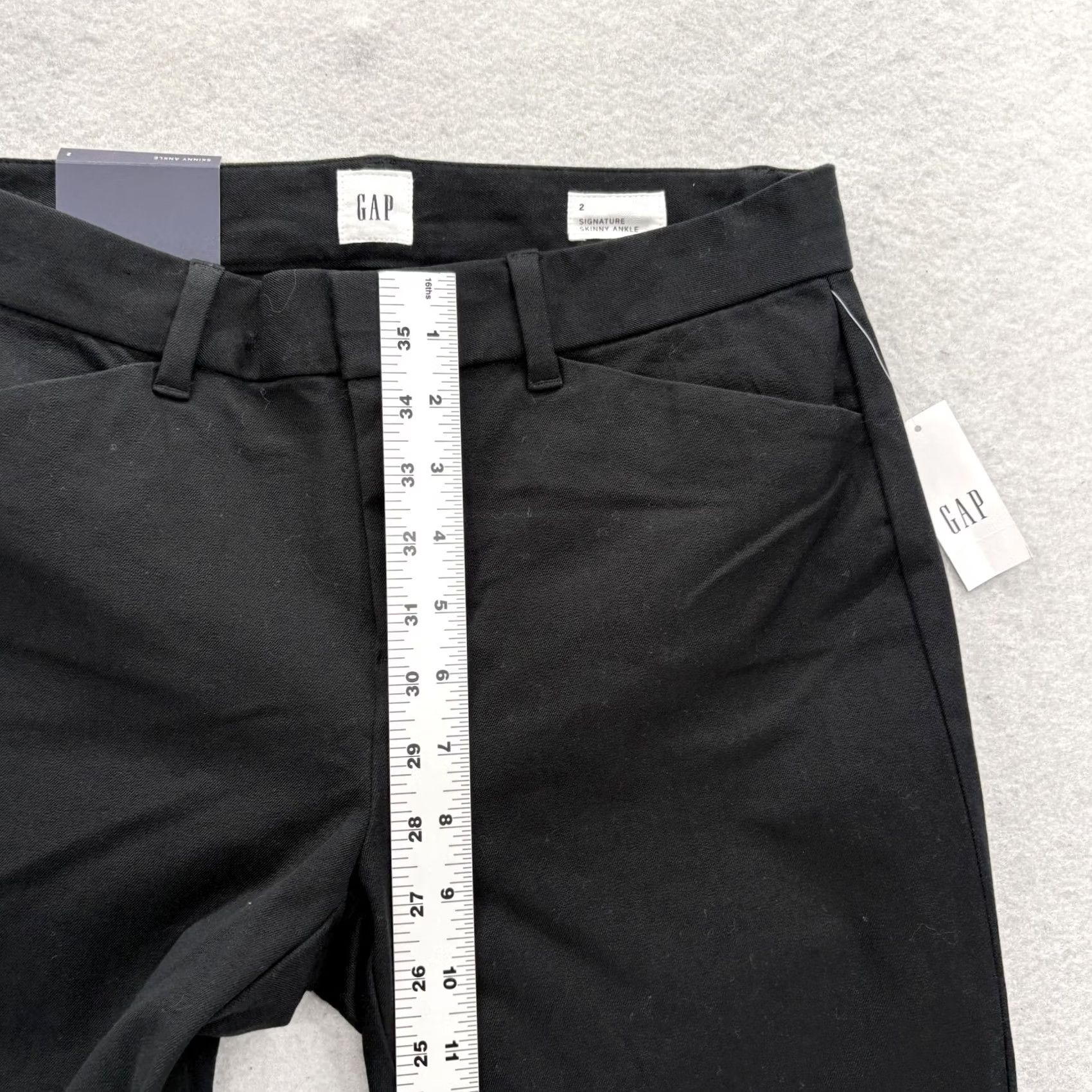 Gap Gap Signature Ankle Pants Womens 2 Black Stretch Twill Career Slim Pockets Zipper Button Front Flat Front Fall 28in Inseam Mens? Size 26" / US 2 / IT 38 - 7 Thumbnail