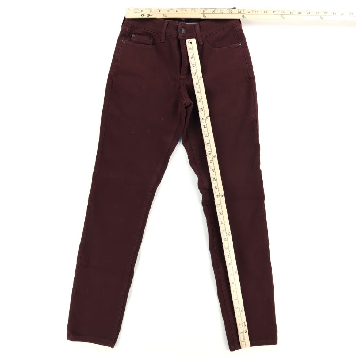 NYDJ NYDJ Stretch Alina Lift Tuck Cotton Blend Canvas Leggings Pants Maroon Women's 2 Size 26" / US 2 / IT 38 - 3 Thumbnail