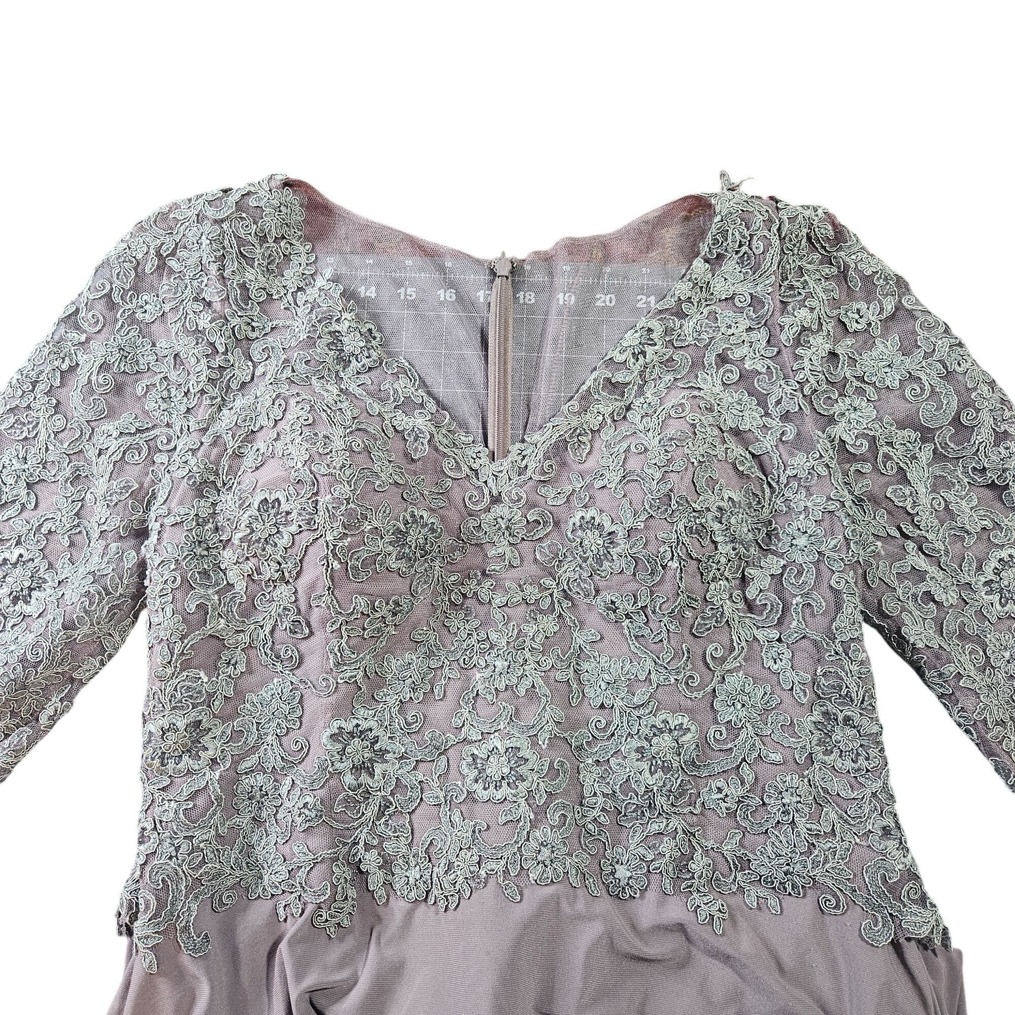 Other Jade Couture by Jasmine Lace Gown Gray 12 Formal Evening Dre Size XL / US 12-14 / IT 48-50 - 15 Thumbnail
