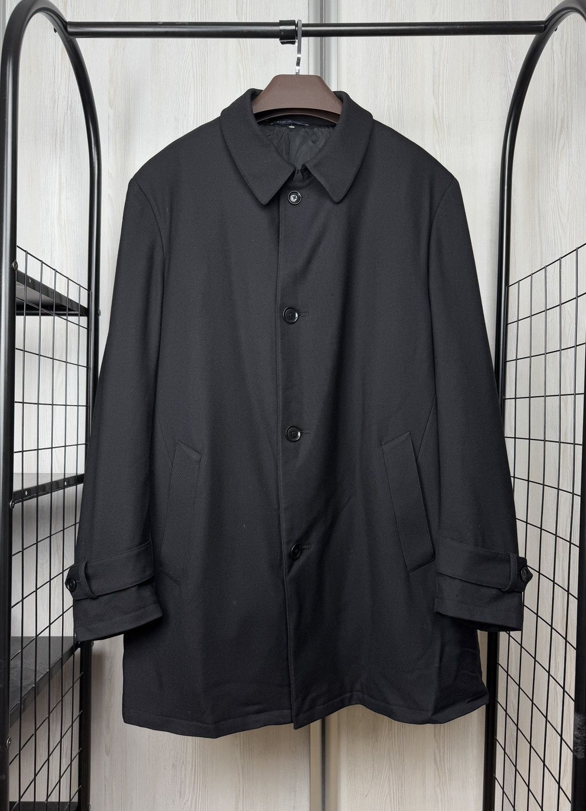 Pal Zileri Pal Zileri Italy Men’s black wool solid single-breasted coat Size US XXL / EU 58 / 5 - 2 Thumbnail