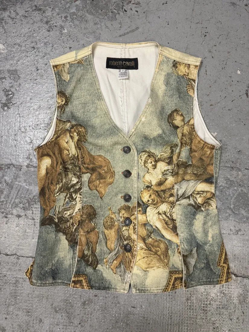 Roberto Cavalli × Vintage FW1994 Roberto Cavalli Renaissance Royal Print Buttoned Vest Size S / US 4 / IT 40 - 1 Thumbnail