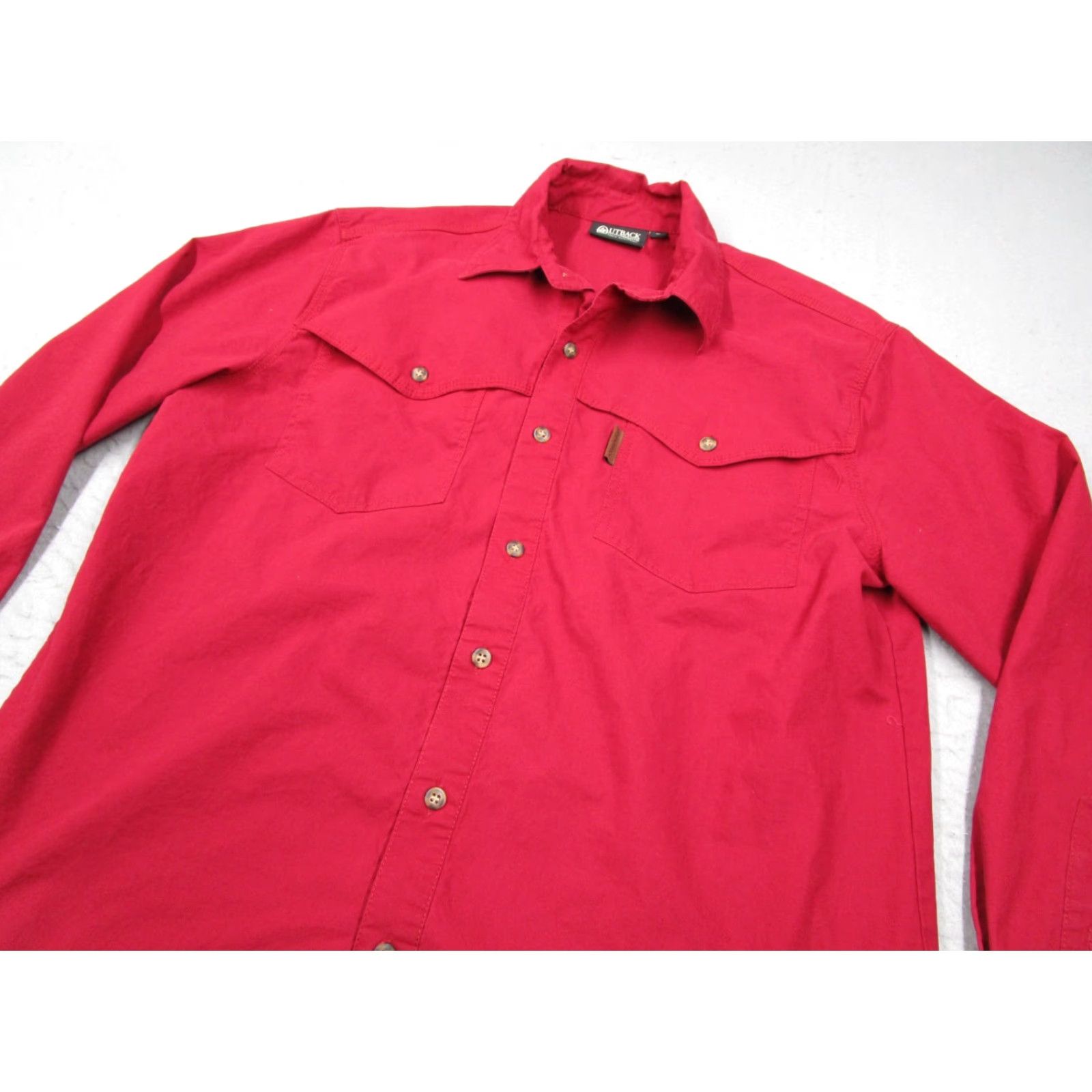 Vintage VINTAGE Outback Trading Company Men's Red Twill Long Sleeve Button-Up Shirt Casual Workwear 100% Cotton M Size US M / EU 48-50 / 2 - 2 Thumbnail