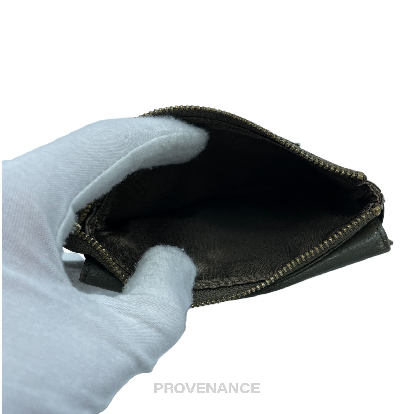 Balmain 🔴 Balmain Cles Zip Pouch Wallet - Olive Leather Size ONE SIZE - 8 Thumbnail