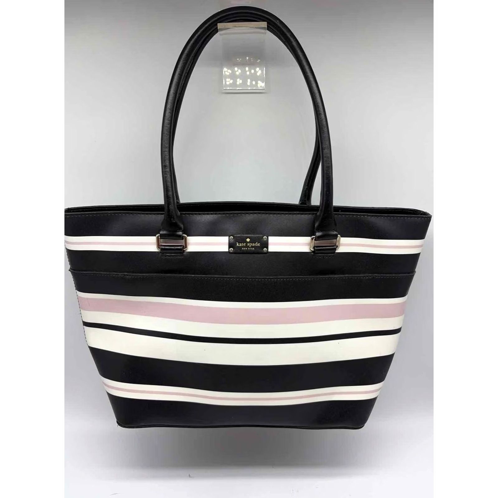 Vintage Kate Spade Striped Black Tote Bag Size ONE SIZE - 2 Thumbnail
