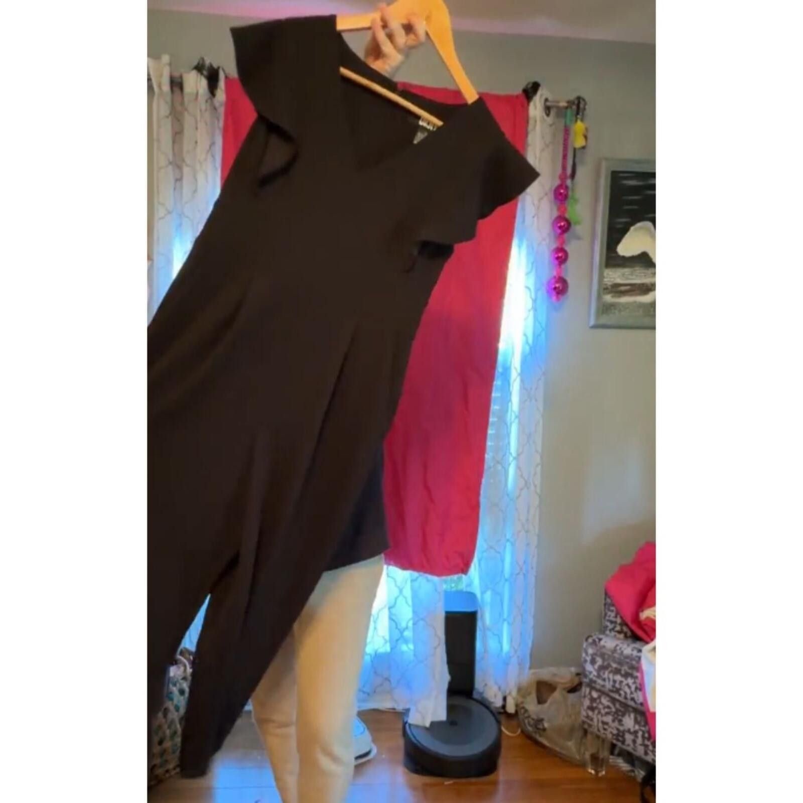DKNY DKNY Black Ruffle Flutter Sleeve - Jumpsuit Pockets Size 32" / US 10 / IT 46 - 8 Thumbnail