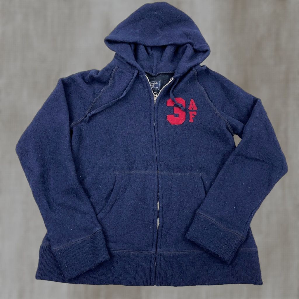 Abercrombie & Fitch VINTAGE Abercrombie & Fitch Hoodie Men Small Blue Solid Tweed Full Zip Heavyweight Sports Size US S / EU 44-46 / 1 - 1 Thumbnail