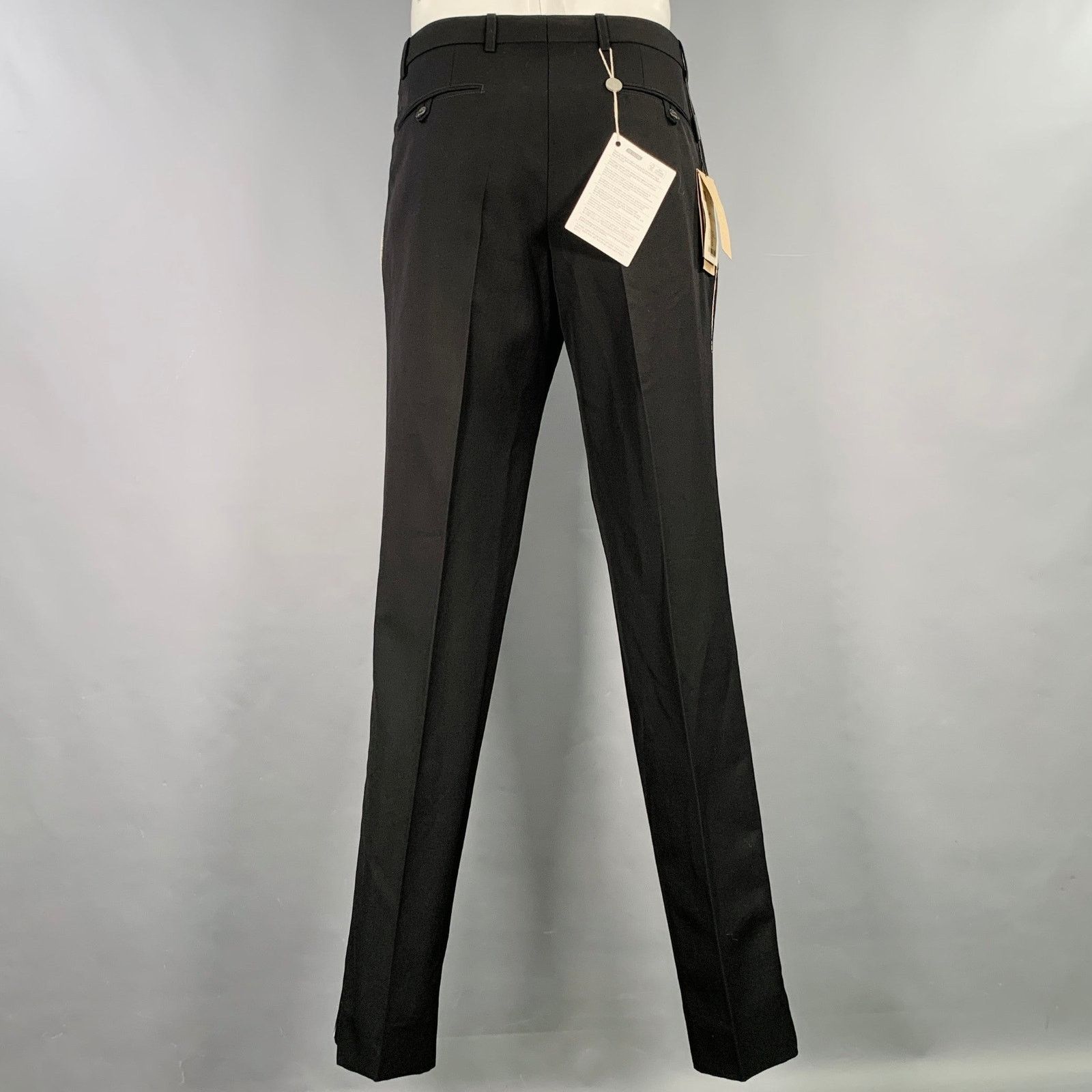 Burberry BURBERRY Size 40 Black Wool Tuxedo Dress Pants Size 40R - 3 Thumbnail