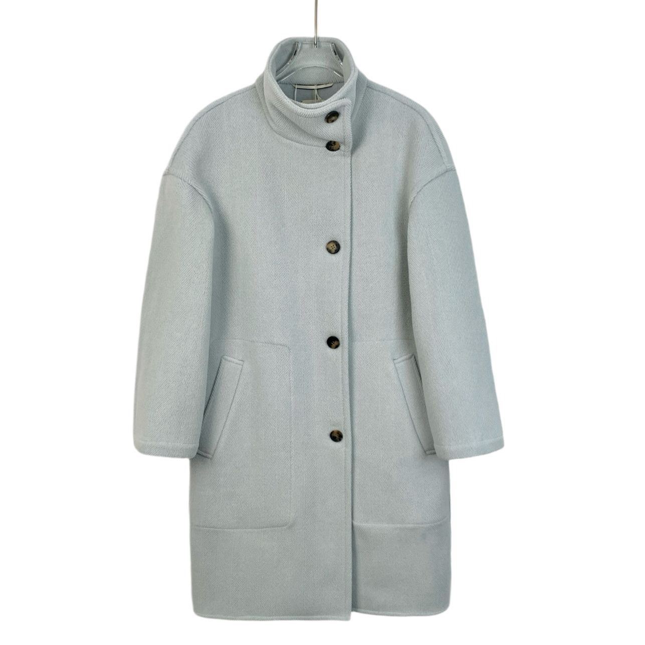 Hermes Hermès Paris Light Blue Wool Single-Breasted Coat 36 XS New Size XS / US 0-2 / IT 36-38 - 1 Thumbnail
