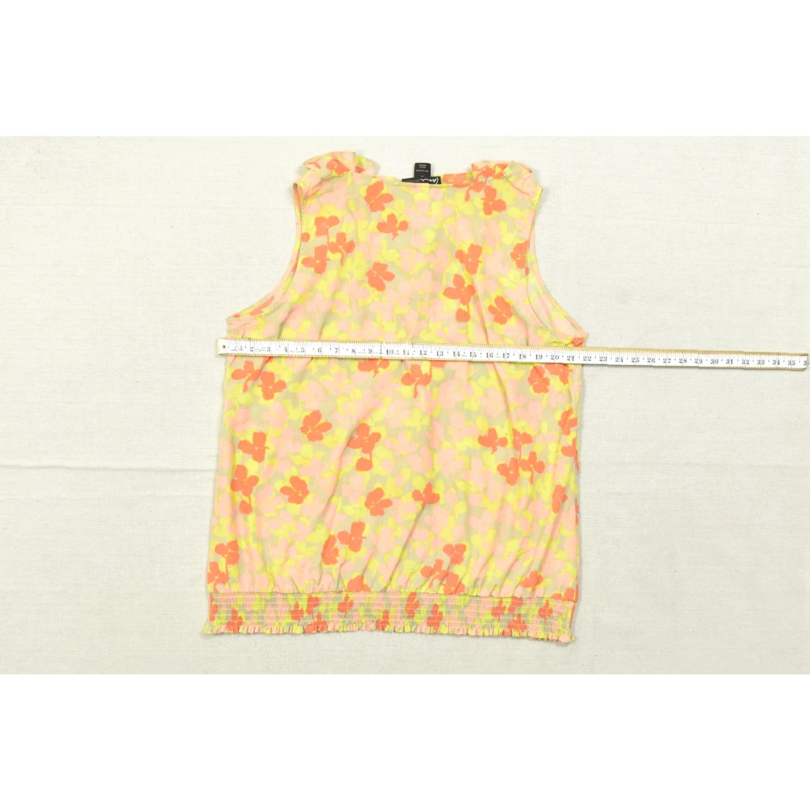 Vintage Lane Bryant Blouse Women Plus Size 22 Floral Sleeveless Ruffle Neck Pink SMocked Hem Adjustable Pullover Casual Summer Spring Short Sleeve? Size 3XL / US 20-22 - 3 Thumbnail