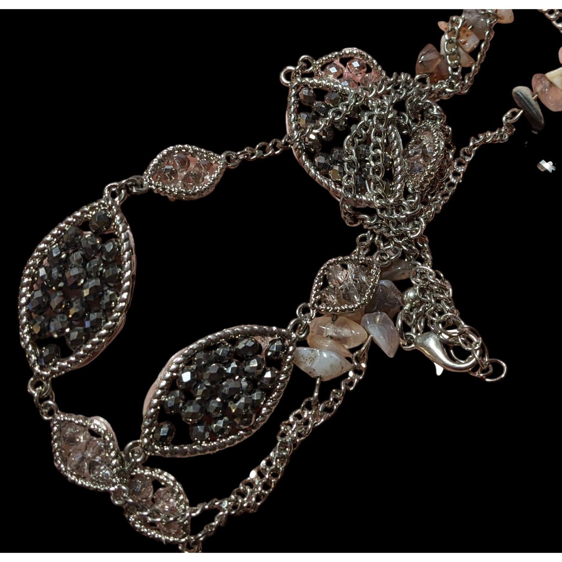Other Y2K Silver Glass Gemstone Chip Station Necklace Size ONE SIZE - 5 Thumbnail