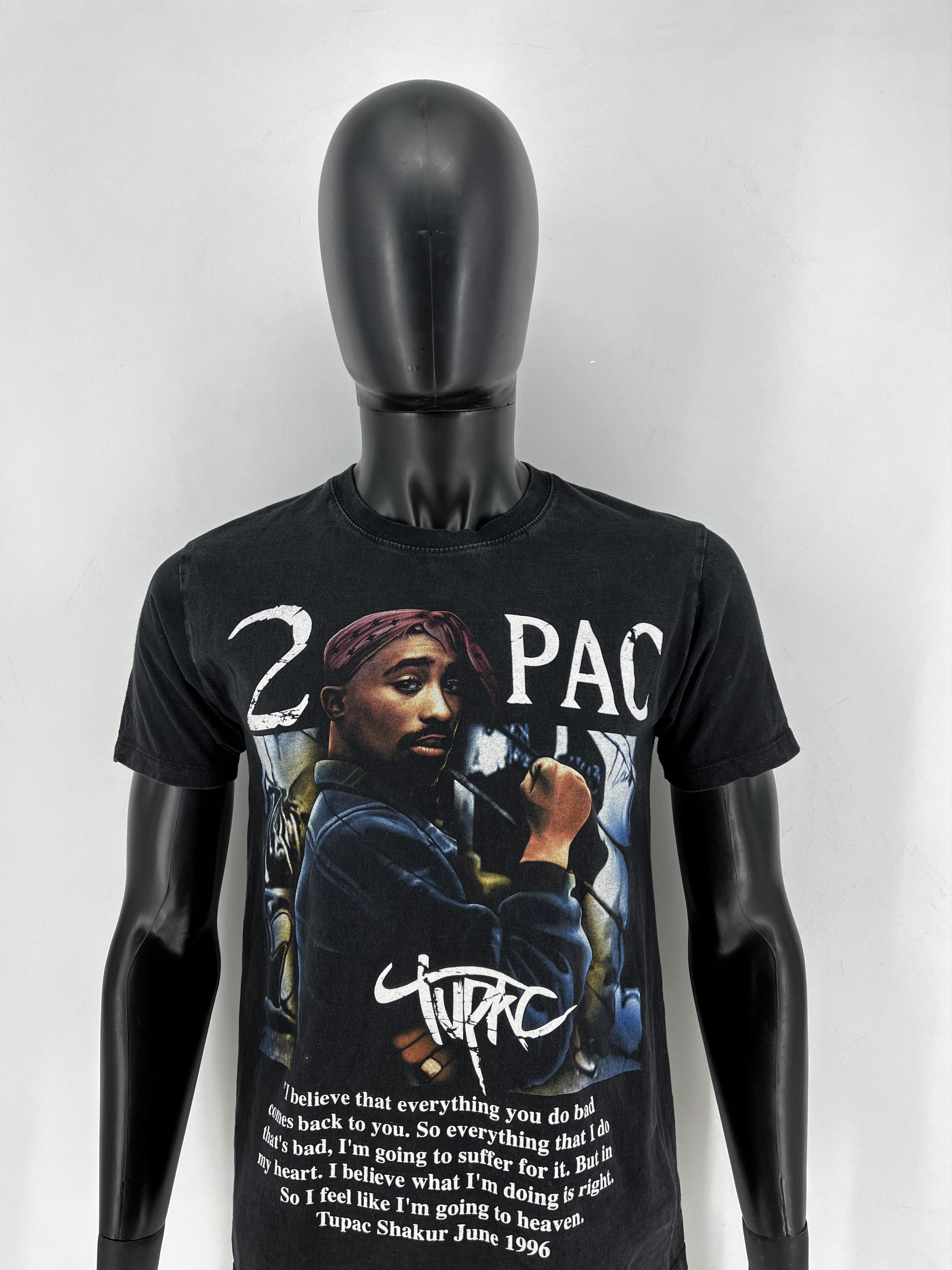 Band Tees Vintage 2Pac Tupac Shakur 1996 Men’s Black Double Sided Sz M Size US M / EU 48-50 / 2 - 1 Thumbnail