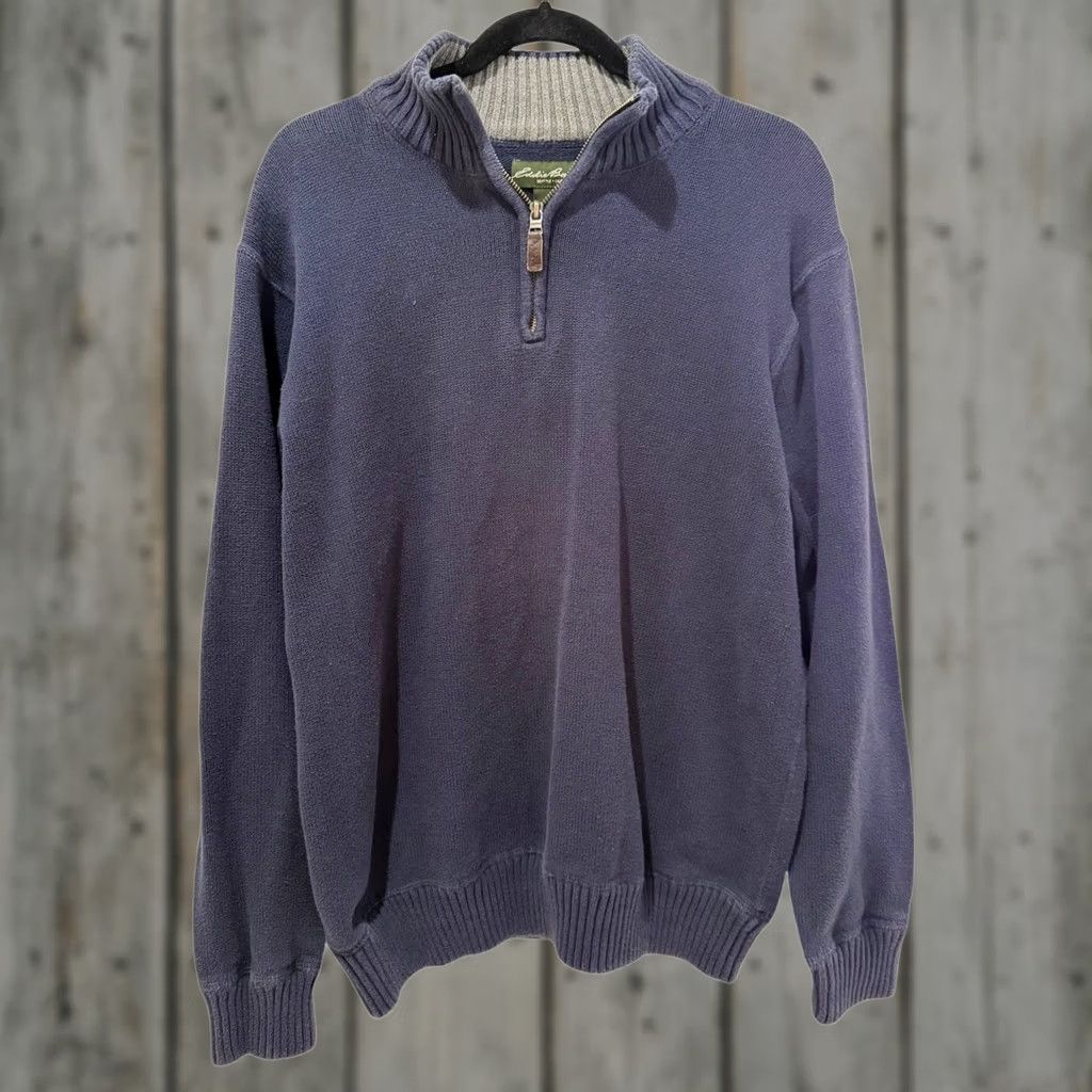 Eddie Bauer Eddie Bauer 100% Cotton Navy Blue Knit Pullover Quarter Zip Sweater XL Men Pullover Shirt Knitwear Unsure Size US XL / EU 56 / 4 - 1 Thumbnail