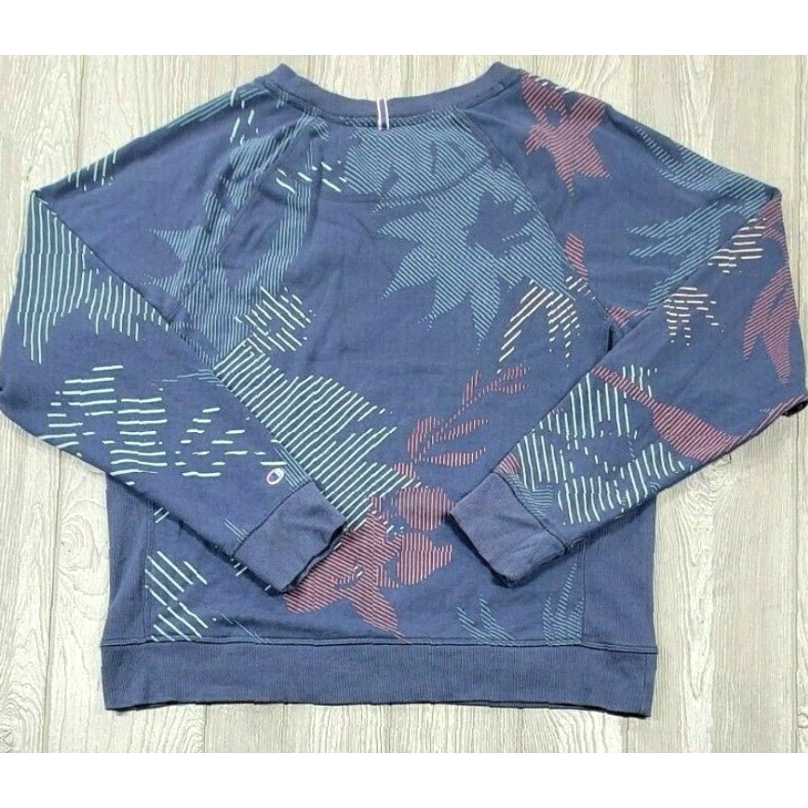 Champion Champion Heritage Sweatshirt Women's L Crew Neck Long Sleeve Print Blue Cotton Polyester Terry Heritage Floral Logo Retro All Seasons Size L / US 10 / IT 46 - 3 Thumbnail