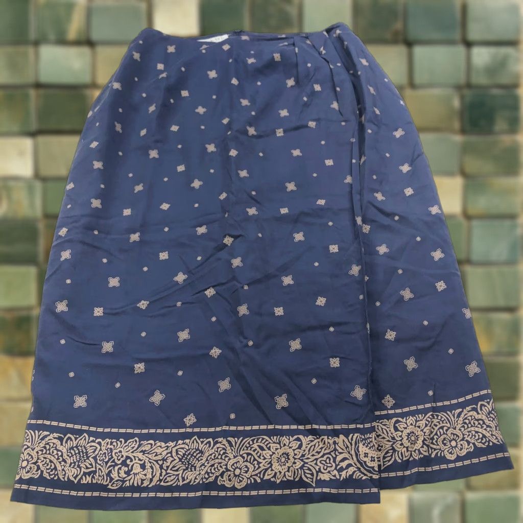 Vintage Chaus Skirt Midi Faux Wrap Zip Lined 18 34 In Blue Vintage VTG 100% Silk Geometric Pattern Lined Size 40" / US 18 - 1 Thumbnail