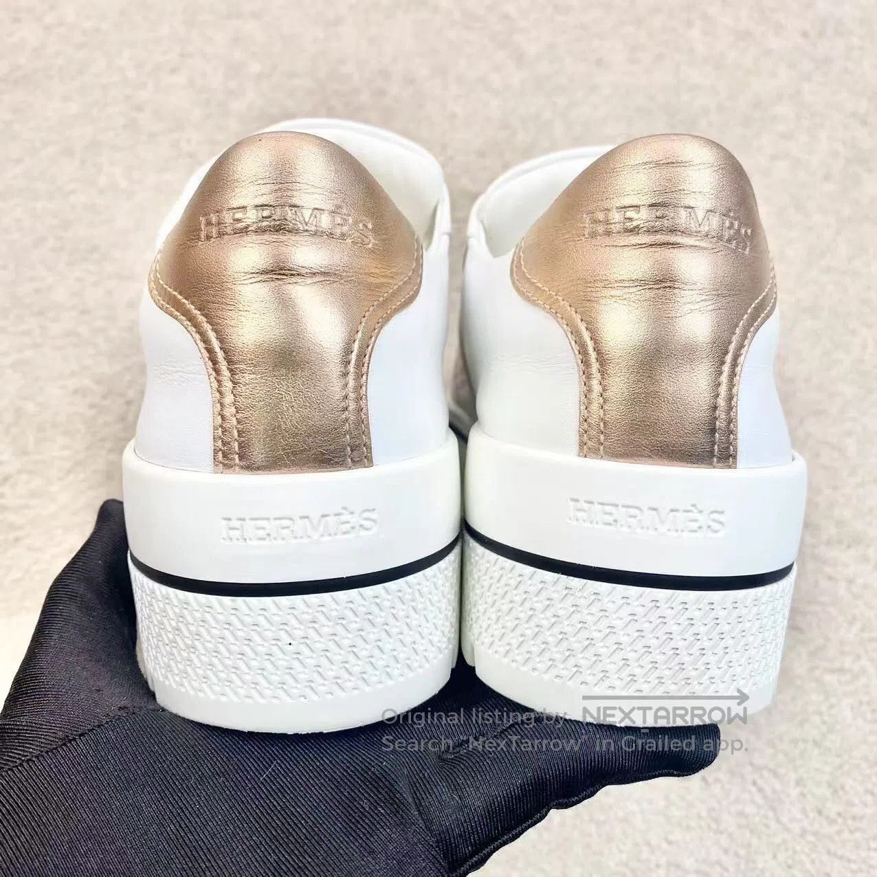 Hermes Hermes Color-blocked big H white shoes| Size US 7.5 / IT 37.5 - 5 Thumbnail