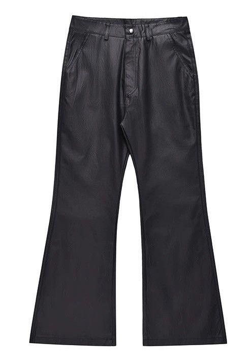 Leather Black Pu Leather Stacked Flare Pants Size US 32 / EU 48 - 1 Thumbnail