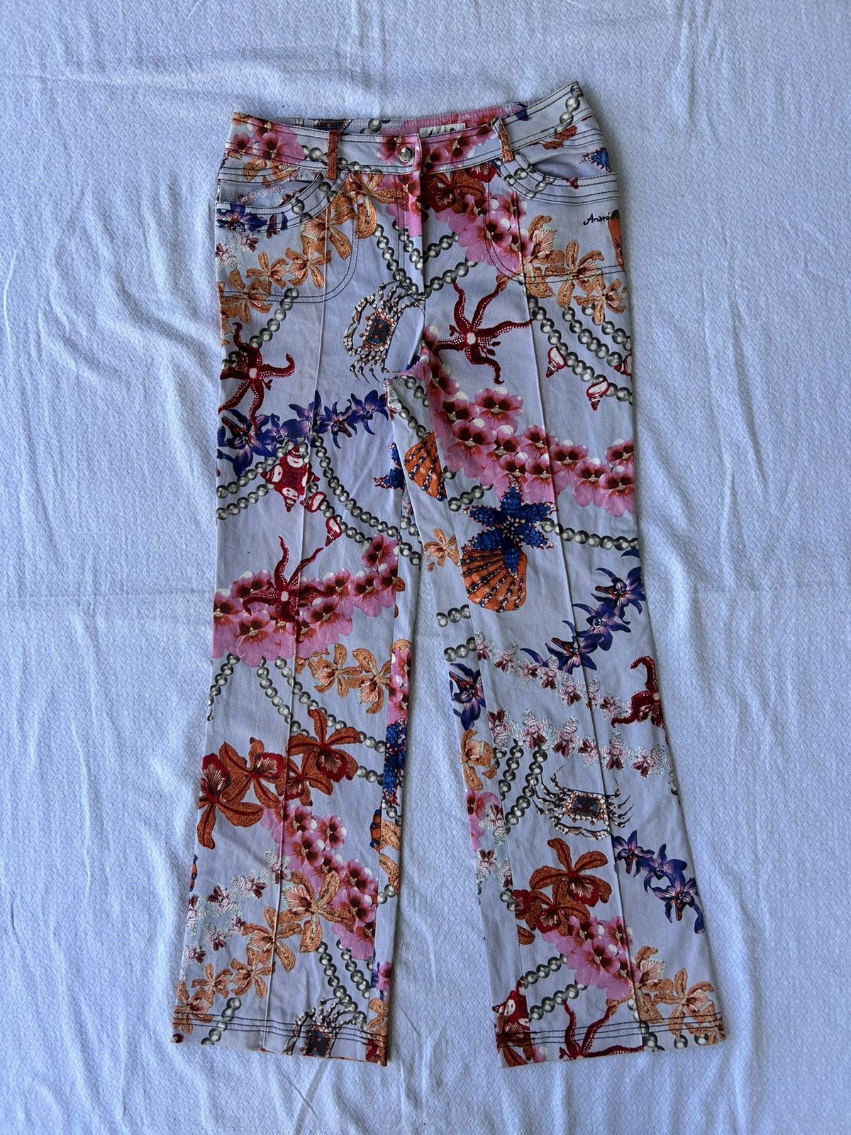 Japanese Brand Andre kim japanese flowers pants archive Ifsix lgb styled Size US 32 / EU 48 - 1 Thumbnail