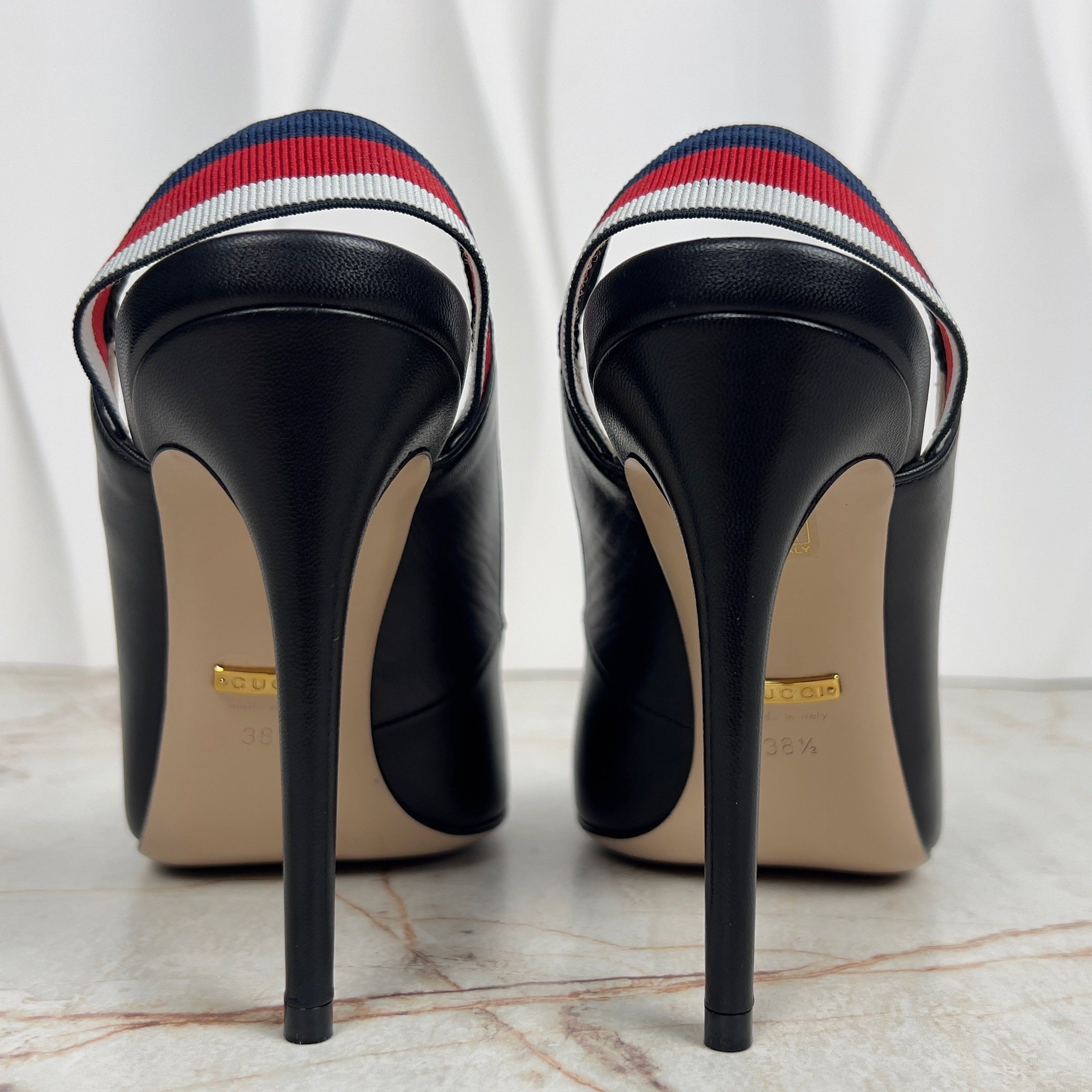 Gucci Sylvie Malaga Web Stripe Pumps High Heels Leather Size US 8.5 / IT 38.5 - 9 Thumbnail
