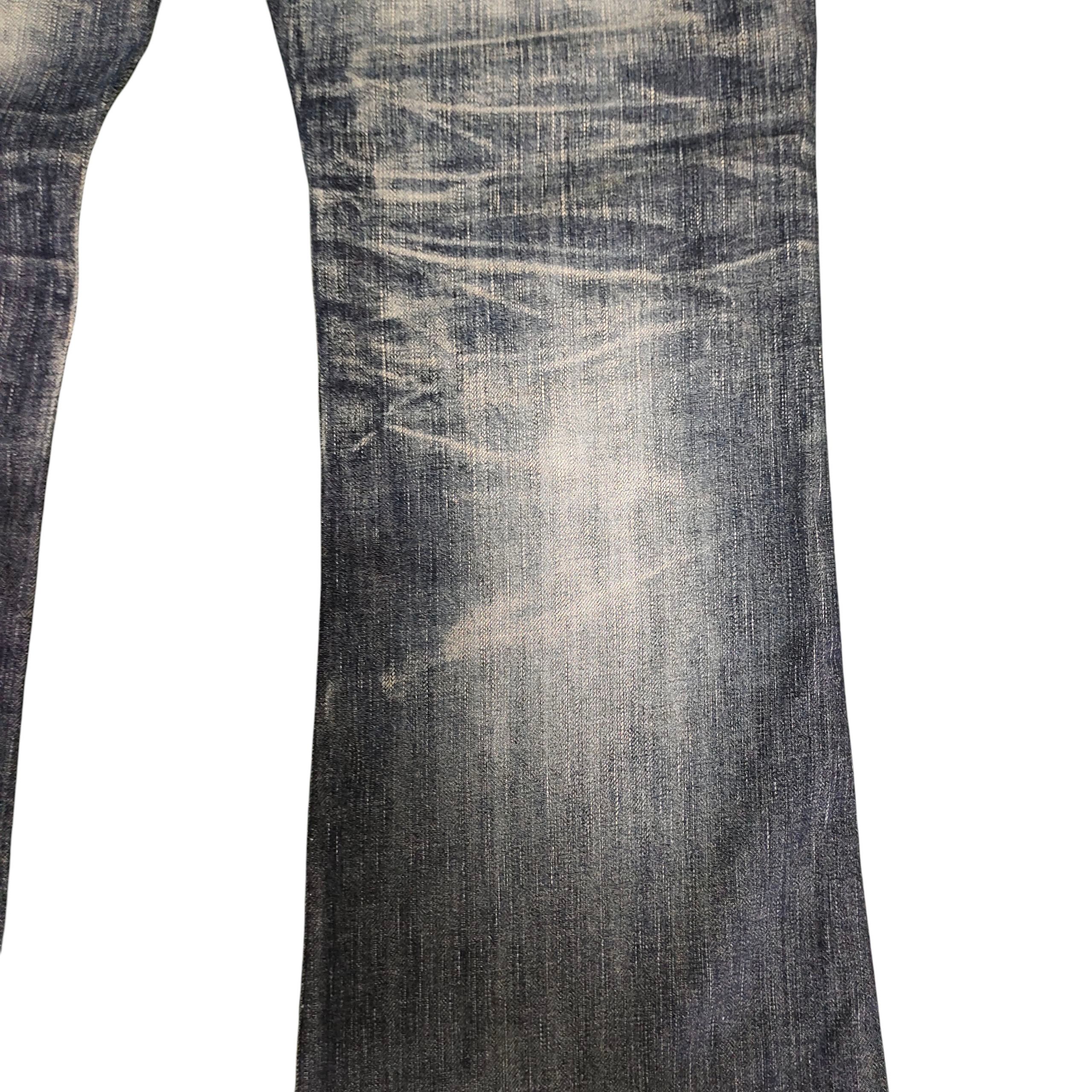 If Six Was Nine Flare Jeans 90s Edwin Cowboy Clawmark Distress Denim Bootcut Size US 33 - 4 Thumbnail