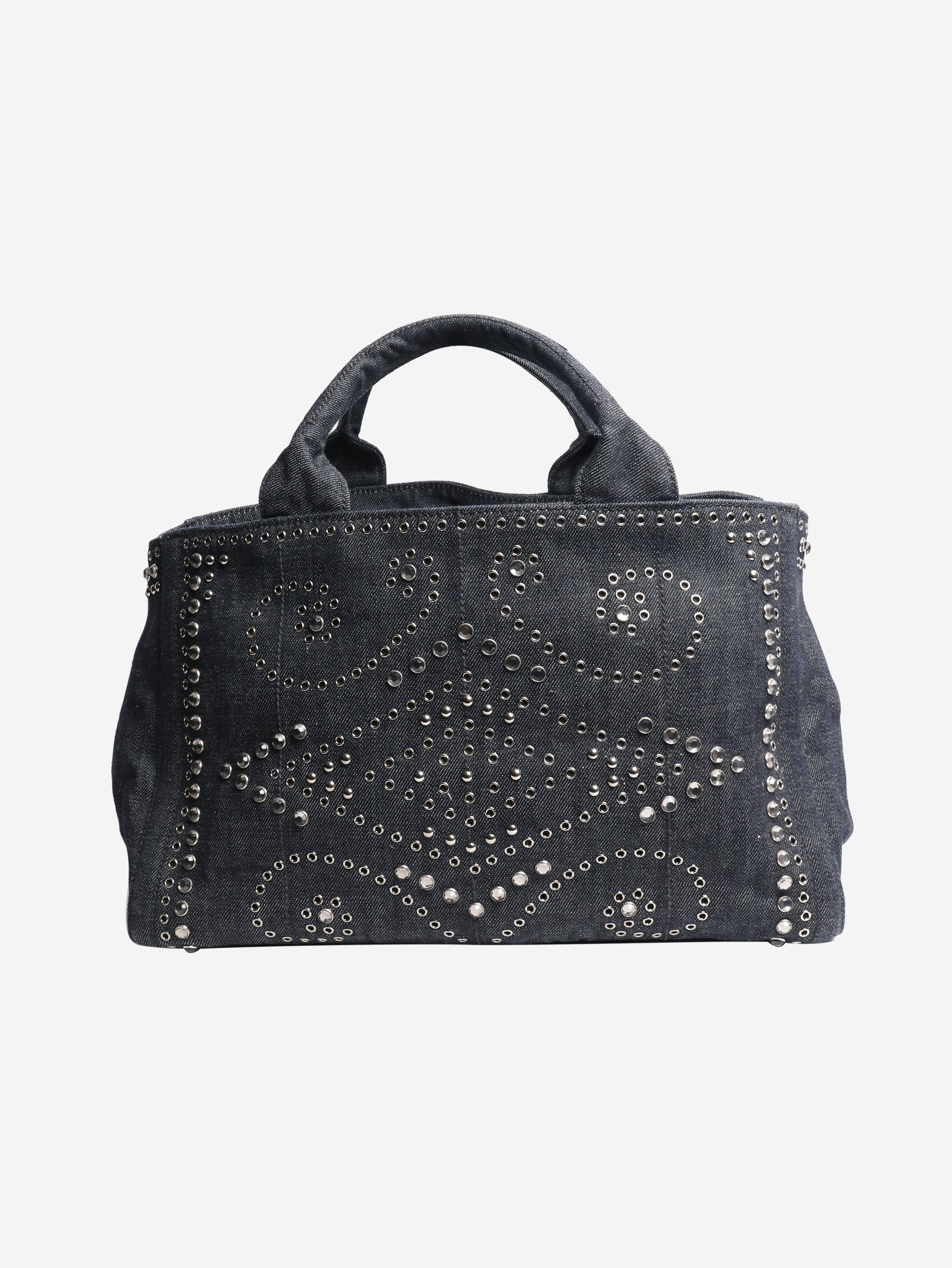 Prada Indigo denim bejewelled 2way tote Size ONE SIZE - 1 Thumbnail