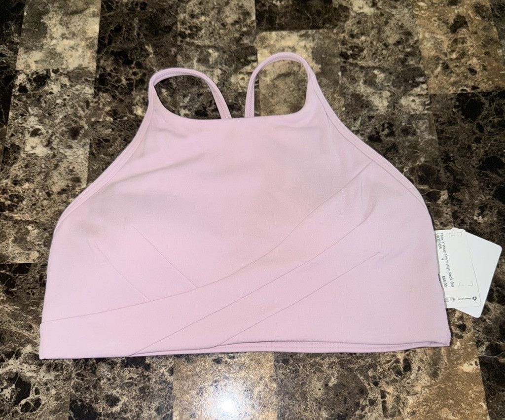 Lululemon LULULEMON FLOW Y WRAP FRONT HIGH NECK BRA PINK PEONY SIZE 4 Size ONE SIZE - 1 Thumbnail