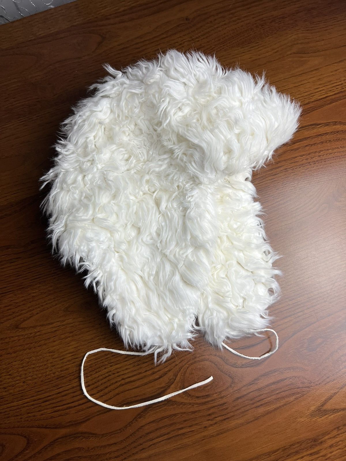 Pre-owned Vintage Y2k Faux Fur Mohair Sherpa Fuzzy Ushanka Trooper Hat In White