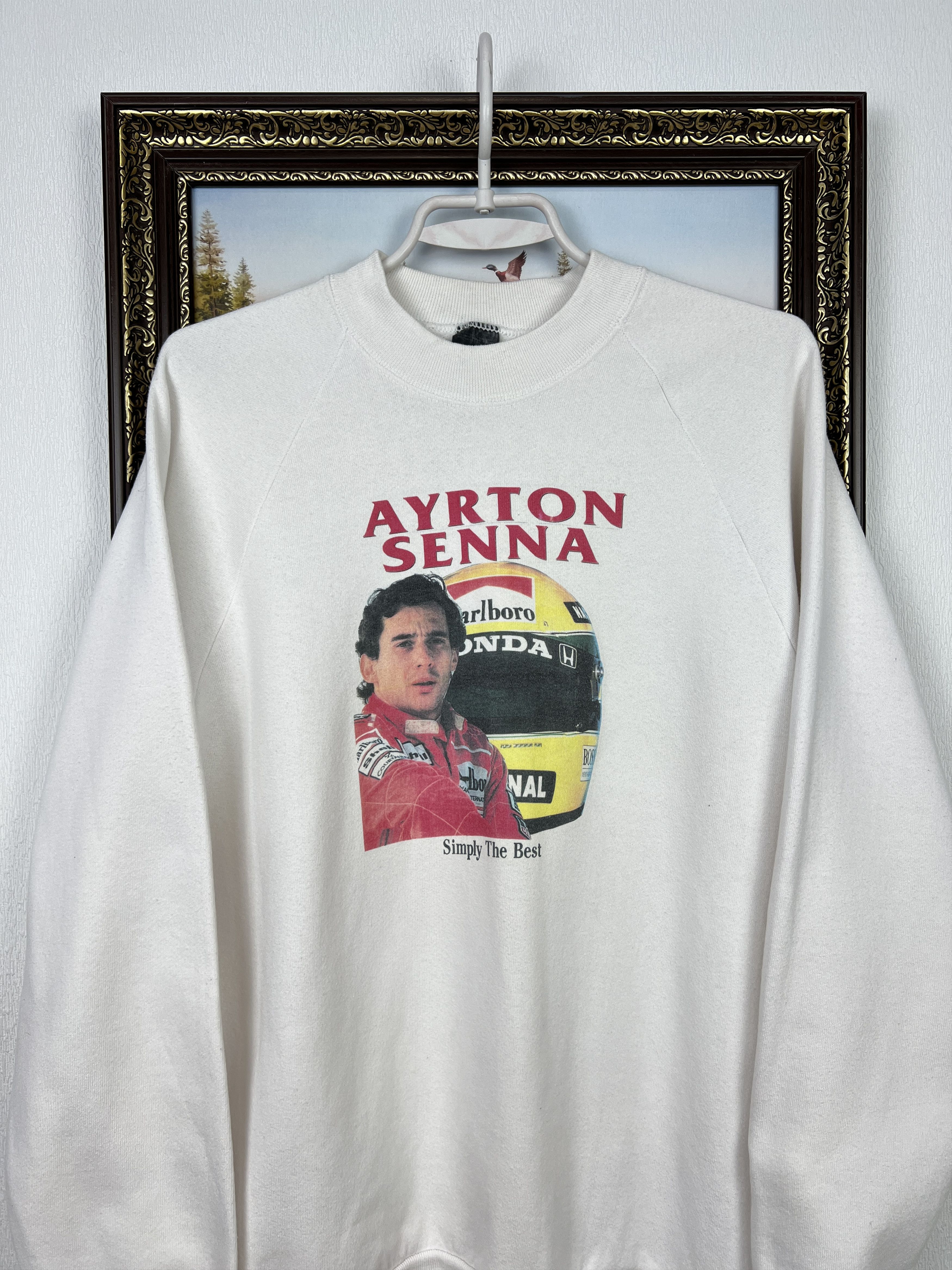Vintage Vintage 90's Ayrton Senna Sweatshirt Formula 1 Marlboro Size US M / EU 48-50 / 2 - 2 Thumbnail