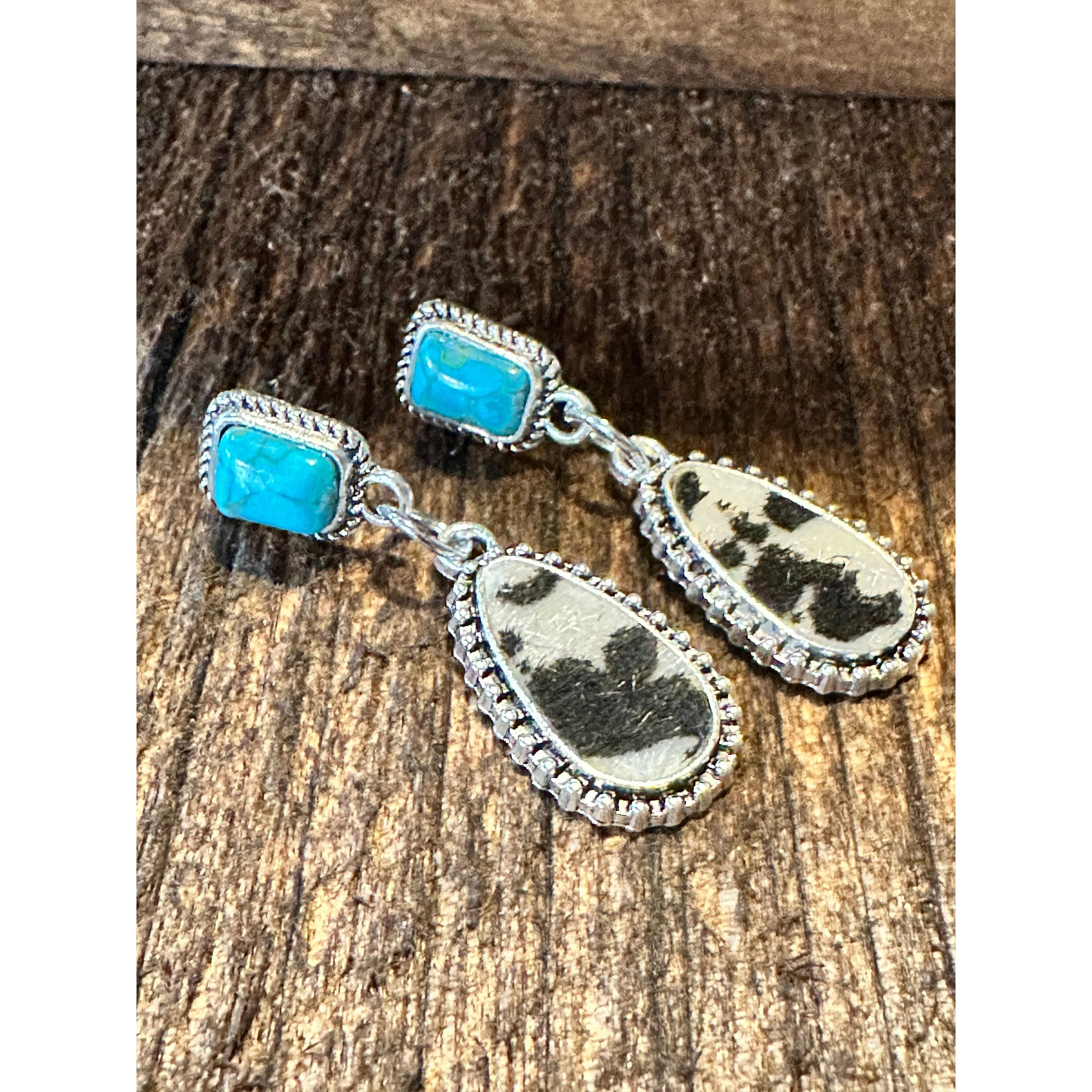 Other Boho Hippie Western Cowgirl Turquoise Stone Silver Drop Stud Size ONE SIZE - 6 Thumbnail