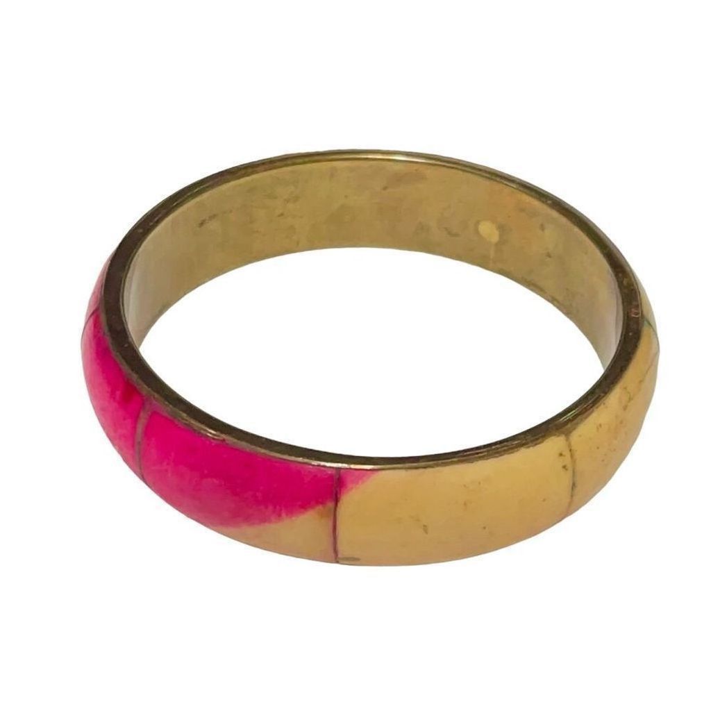 Other Vintage 70s Style Vibe Chunky Brass Bangle Rainbow Bracelet Size ONE SIZE - 4 Thumbnail