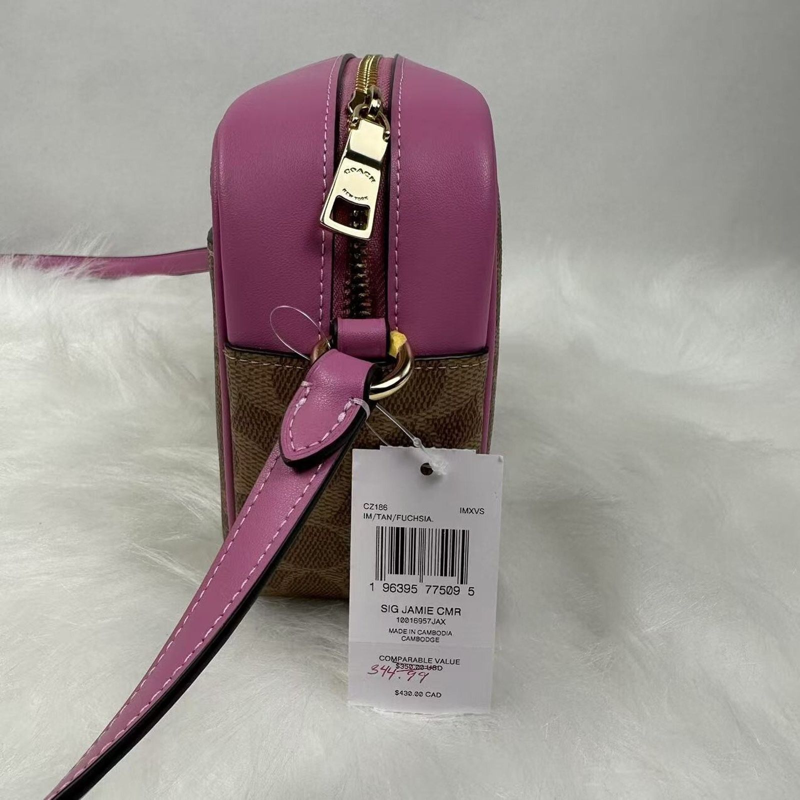 Coach COACH Jamie Camera Crossbody Bag In Sig Canvas Tan/Fuchsia Size ONE SIZE - 4 Thumbnail