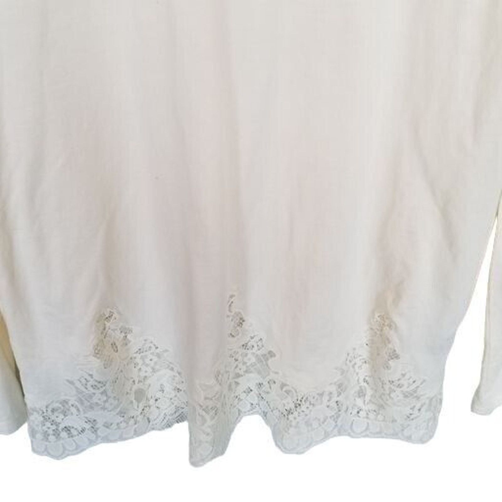 Lauren Ralph Lauren Lauren Ralph Lauren Womens Lace Hem Ivory Tunic Top Size M Size M / US 6-8 / IT 42-44 - 3 Thumbnail