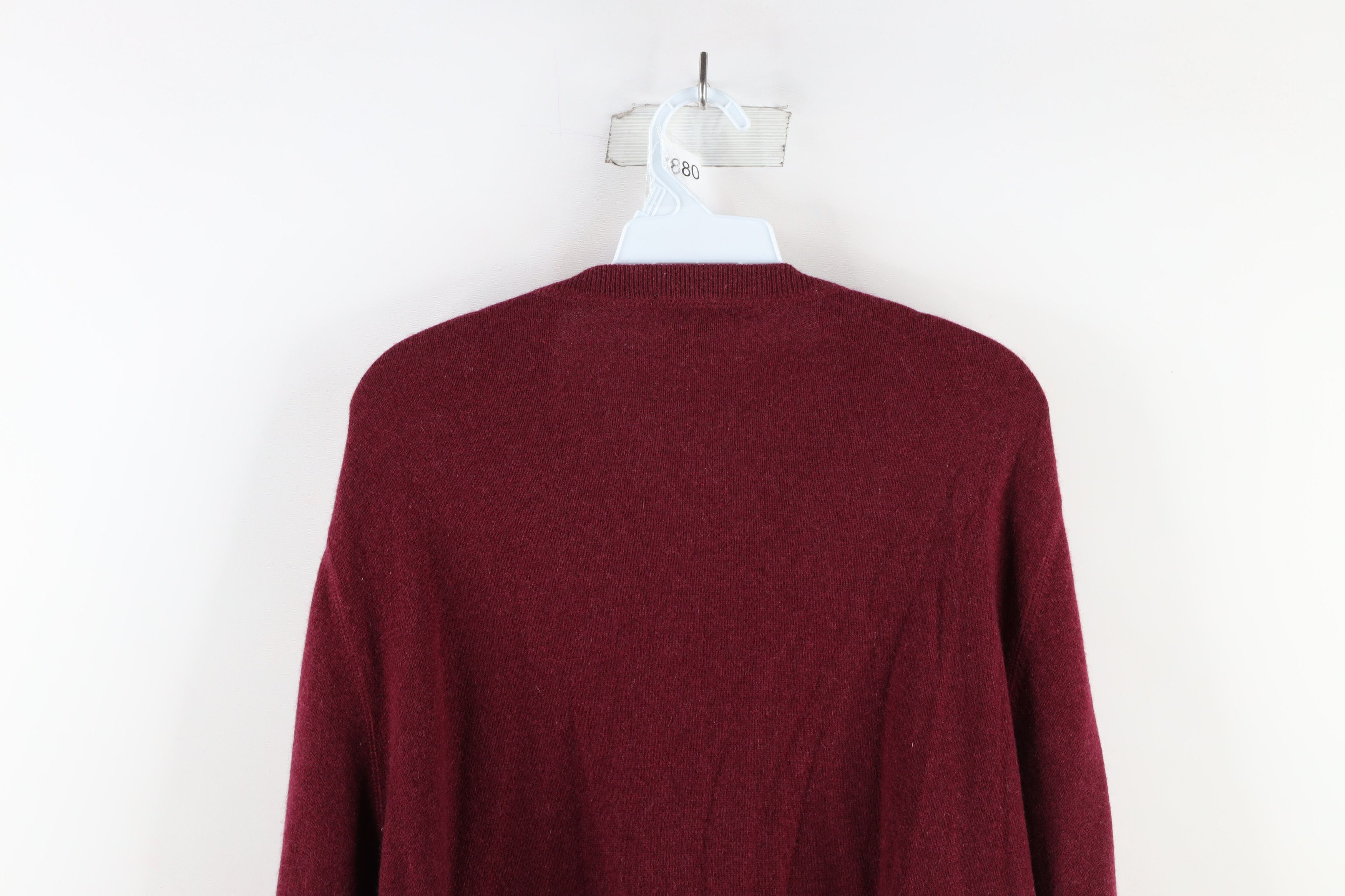 Vintage Vintage Blank Cashmere Knit Crewneck Sweater Burgundy Size US L / EU 52-54 / 3 - 6 Thumbnail