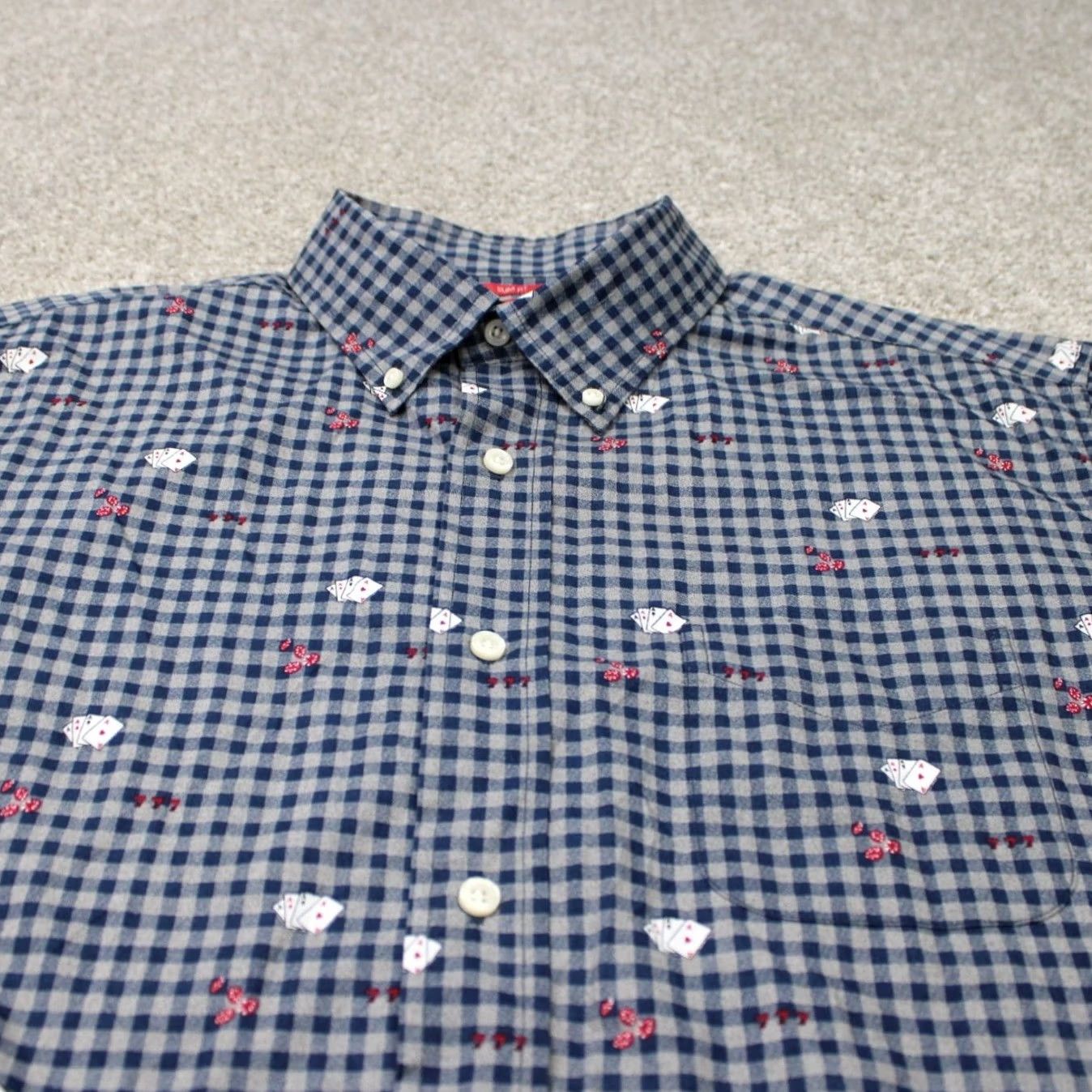 Cremieux Cremieux AOP Shirt Mens XL Blue Slim Fit Cards Print Cotton L/S Button-Up Collar-Down Vintage No Size US XL / EU 56 / 4 - 5 Thumbnail