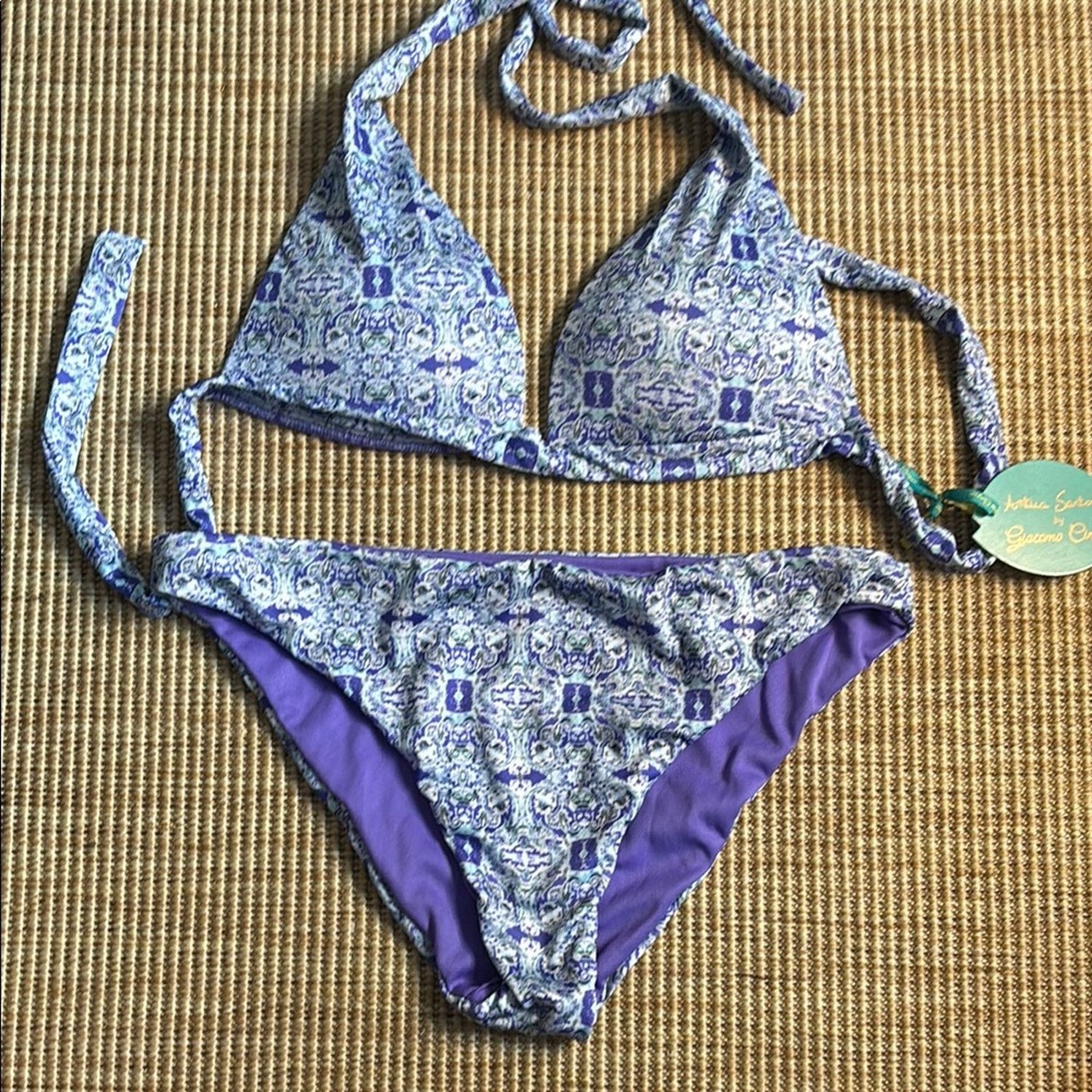 Other NWT Antica Sartoria Positano Purple Blue Patterned Bikini M Size ONE SIZE - 2 Thumbnail