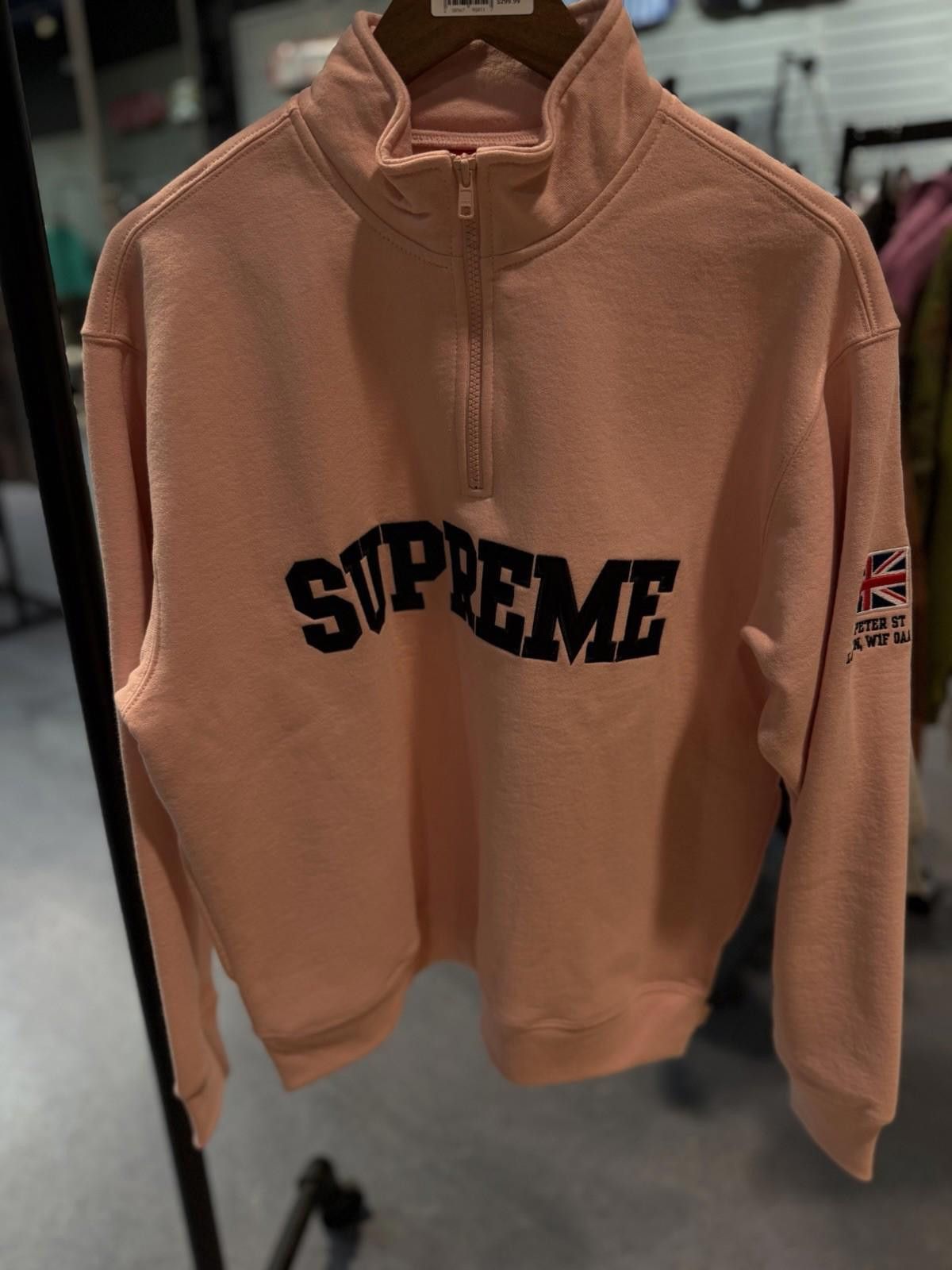 Supreme Supreme Shop Flag Half Zip Pullover Light Pink London (M) Size US M / EU 48-50 / 2 - 4 Thumbnail