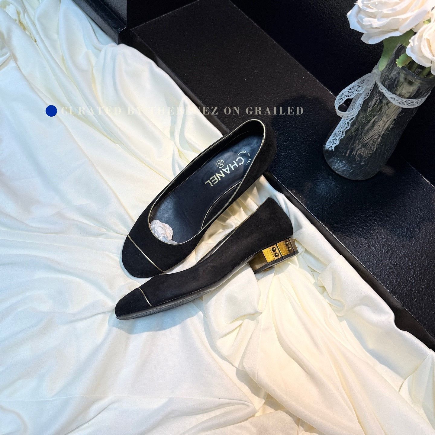 Chanel Chanel Black Gold Double C Low Heel Shoes Size US 6 / IT 36 - 1 Thumbnail