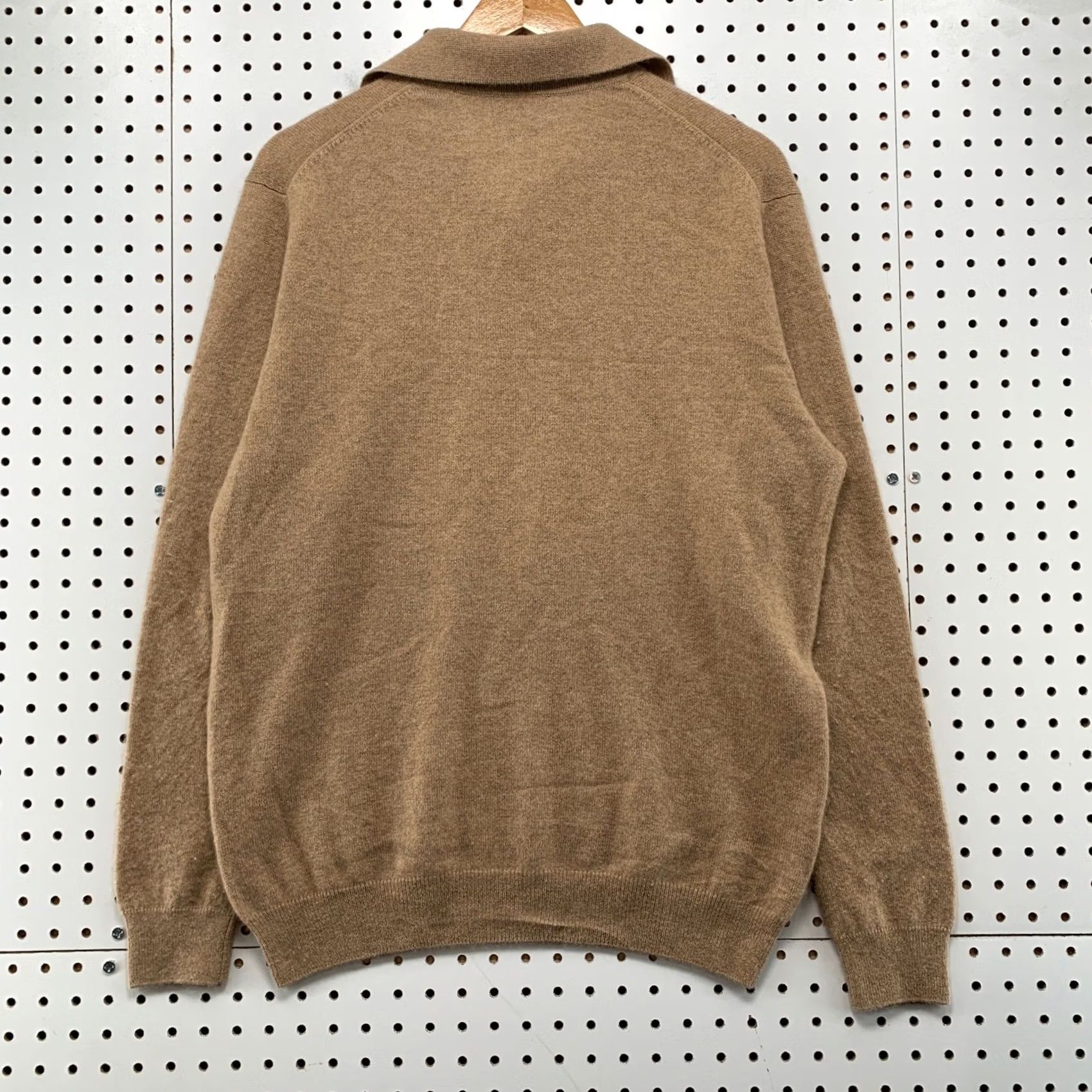 Vintage Forte Cashmere Mens Polo Sweater M Camel Brown 100% Cashmere Long Sleeve Size US M / EU 48-50 / 2 - 2 Thumbnail