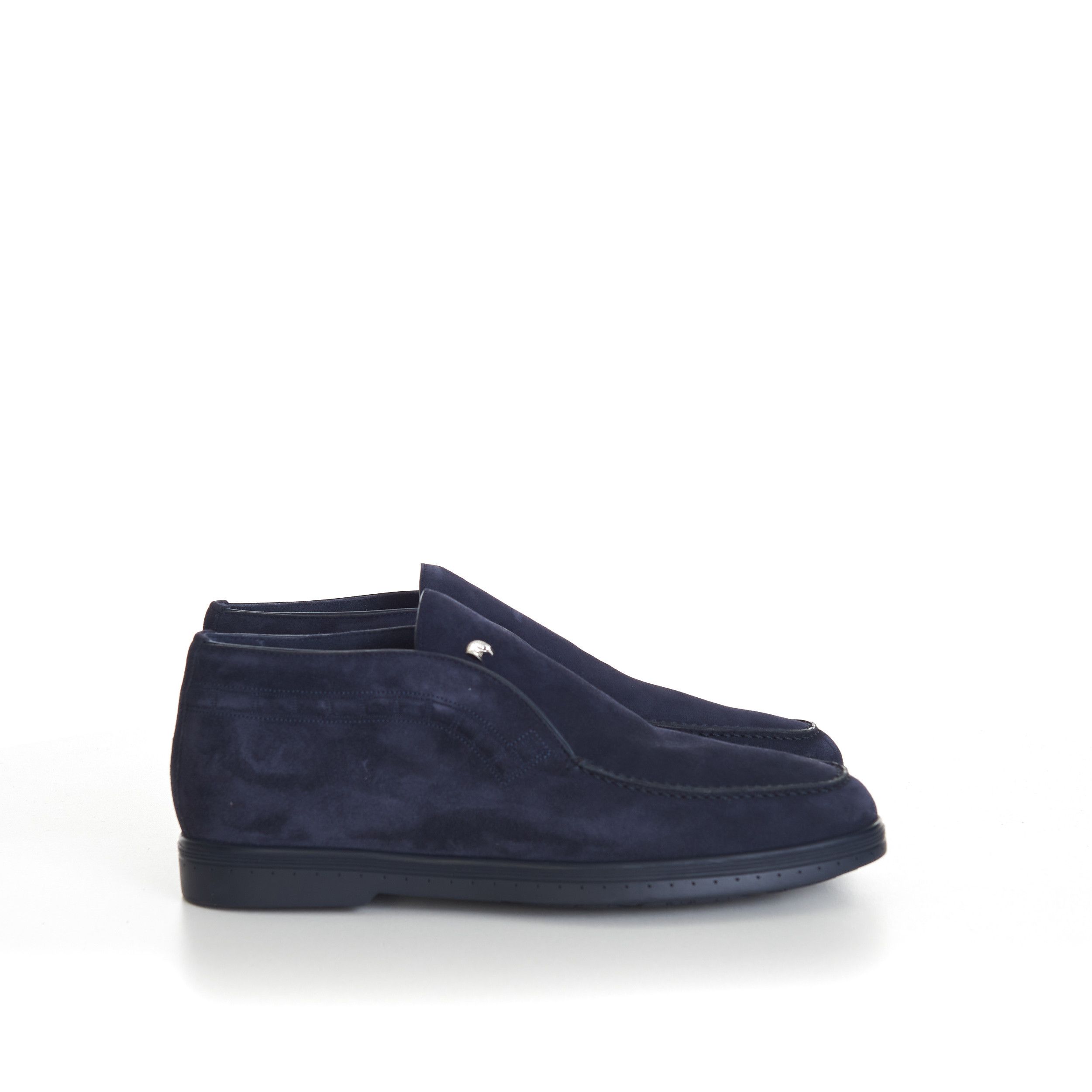 Stefano Ricci Blue Ankle Suede Loafers With Rubber Soles Size US 6 / EU 39 - 8 Thumbnail
